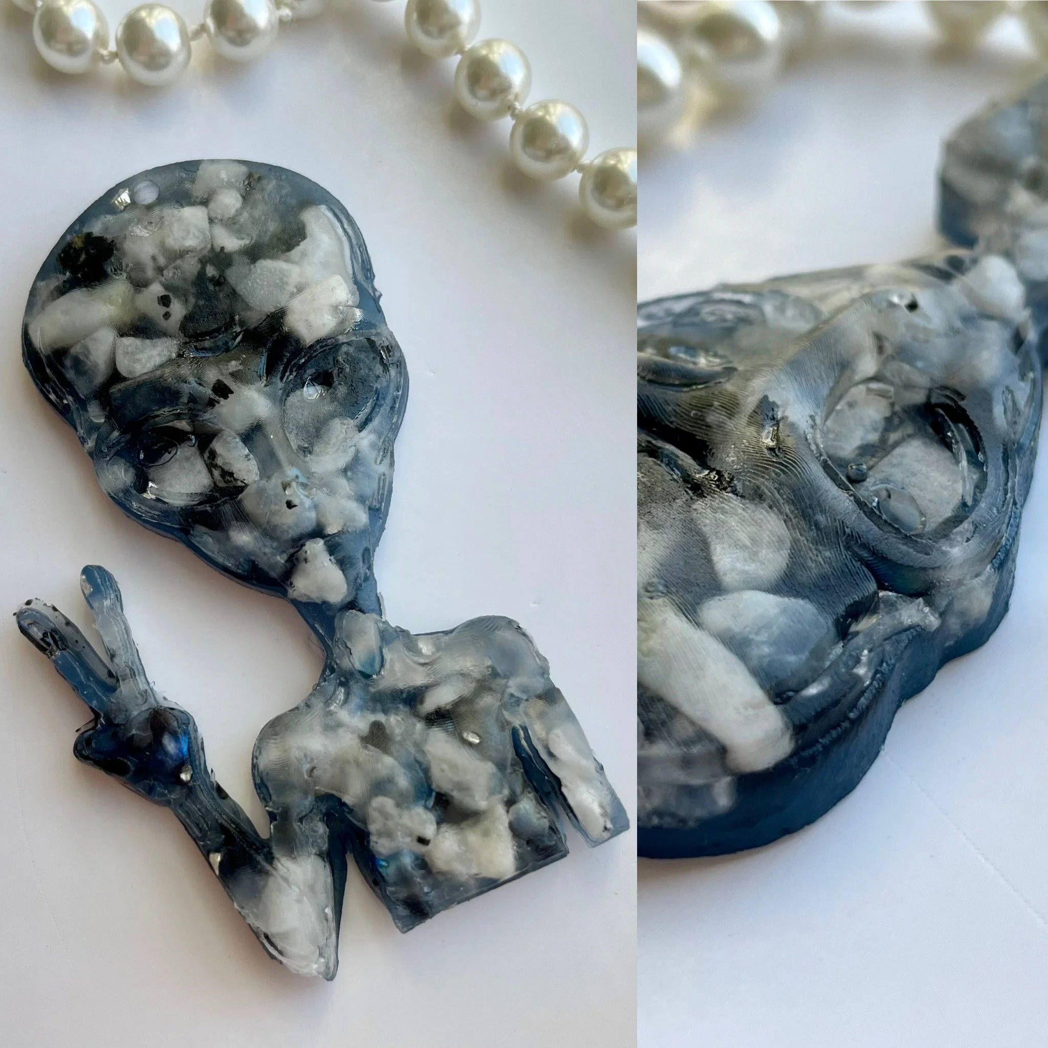 Custom Alien Keychain w/ Natural Moonstone (birthstone)