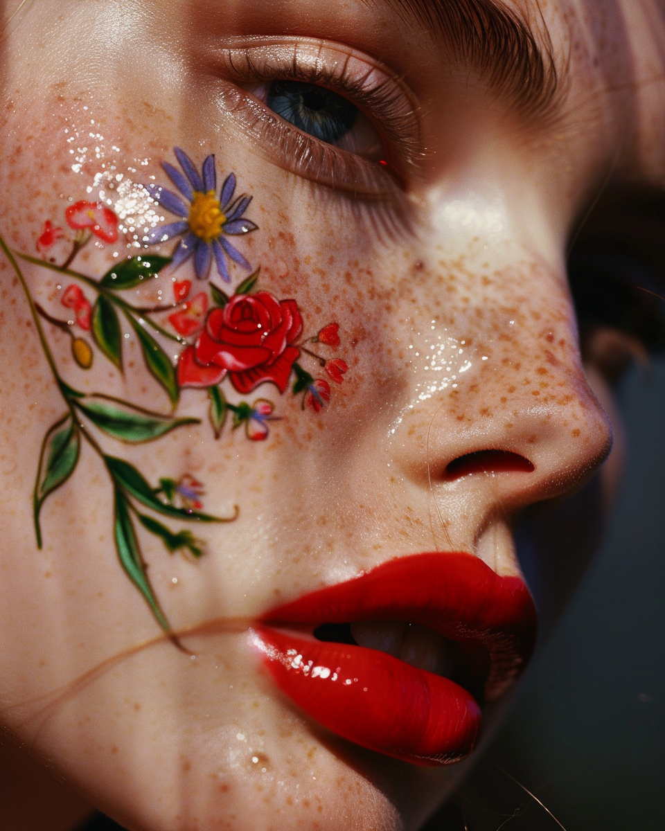 Floral Face Tattoo