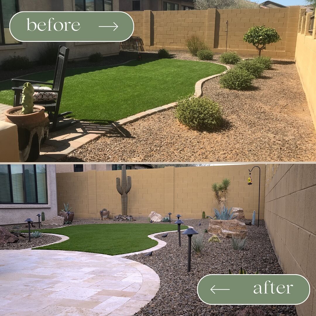 This project represents a calm and inviting experience featuring a beautiful fountain stone as the centerpiece. Bryan and Jamie wanted their yard to feel like the natural Arizona desert while also refreshing the layout and materials.
