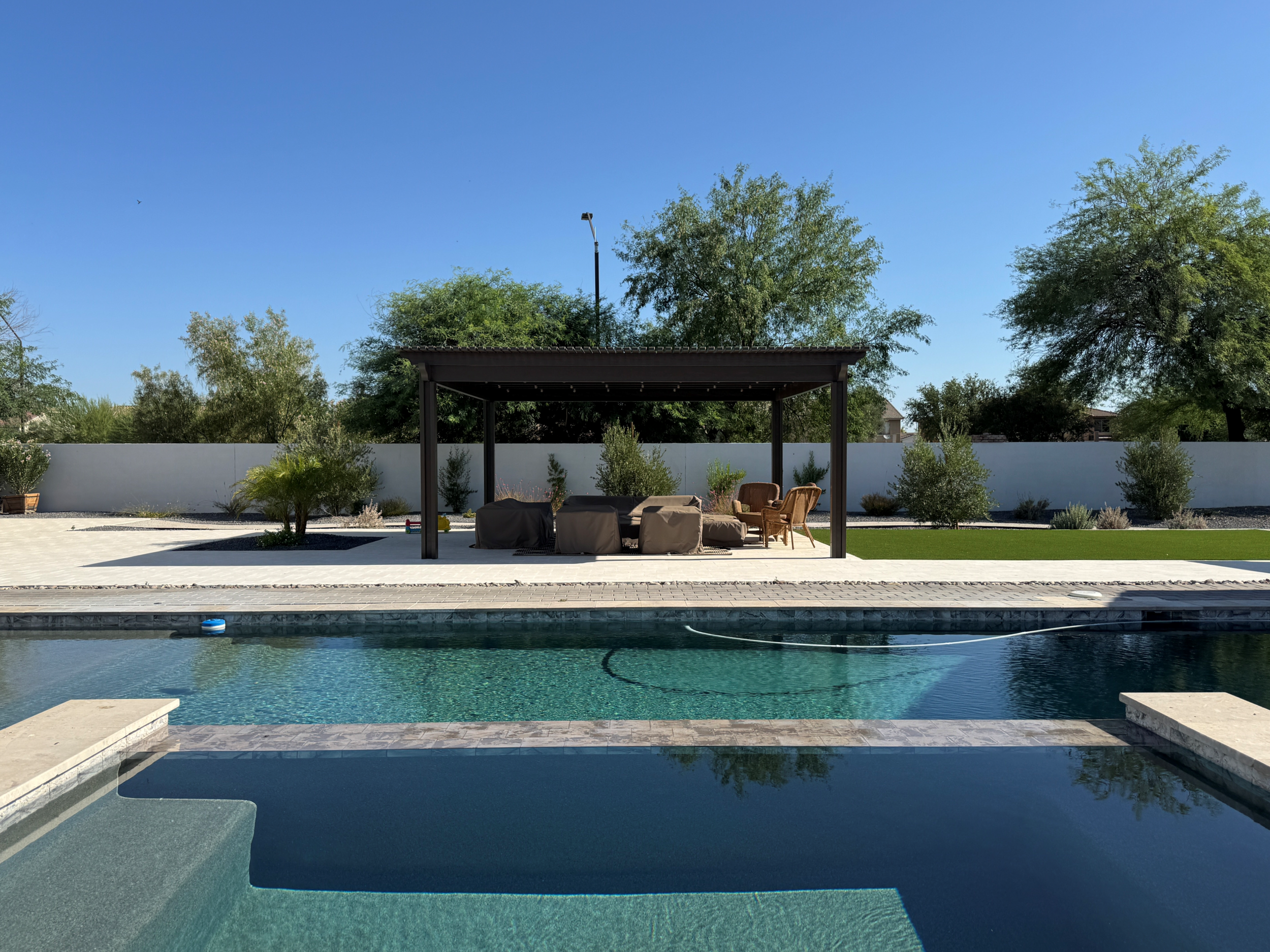Pergola Hardscape Back Yard Landscaping Queen Creek