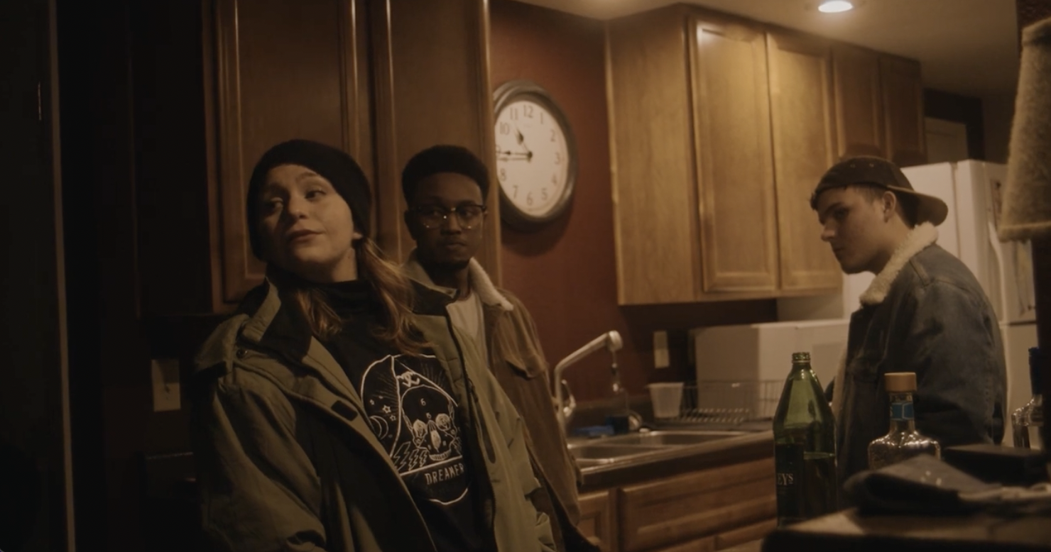 Kimberly Weinberger as Brenda with Jordan Covington as Tony and Garrett McDade as Schmitty