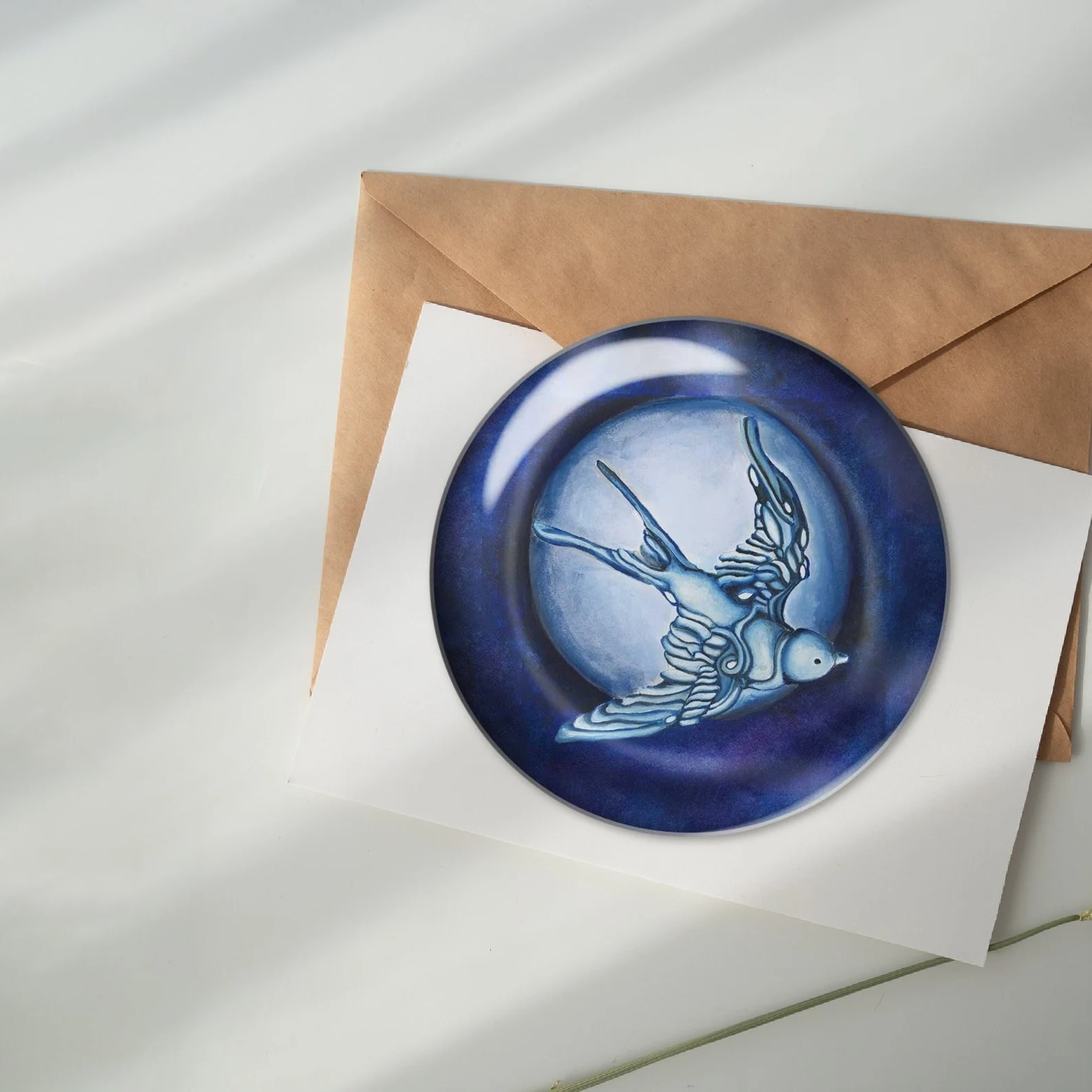 Blue Bird, Swallow Glass Crystal Paperweight
