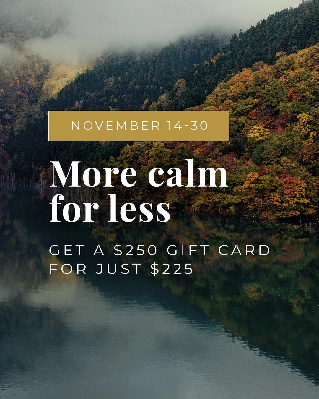 Gratitude looks good on you.⁠
⁠
This season, share the gift of calm and restoration &mdash; or keep it for yourself (we won&rsquo;t tell 😉).⁠
⁠
From Nov 14&ndash;30, buy a $250 TRUCE Spa gift card for just $225 &mdash; a thoughtful way to say thank 