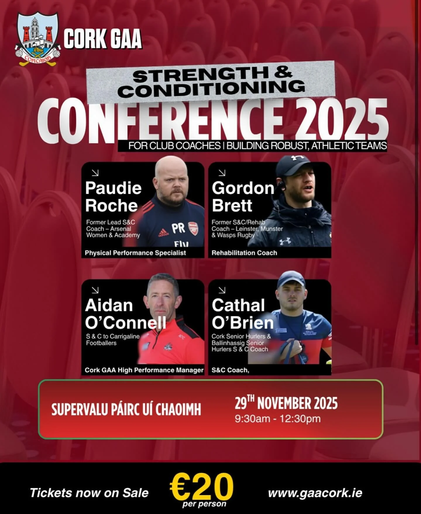 Looking forward to speaking at the Cork GAA Strength &amp; Conditioning Conference for Club Coaches 

Saturday November 29th 
(9:30am&ndash;12:30pm) 
SuperValu P&aacute;irc U&iacute; Chaoimh 🏋️&zwj;♂️

https://gaacork.ie/2025/11/03/strength-conditio