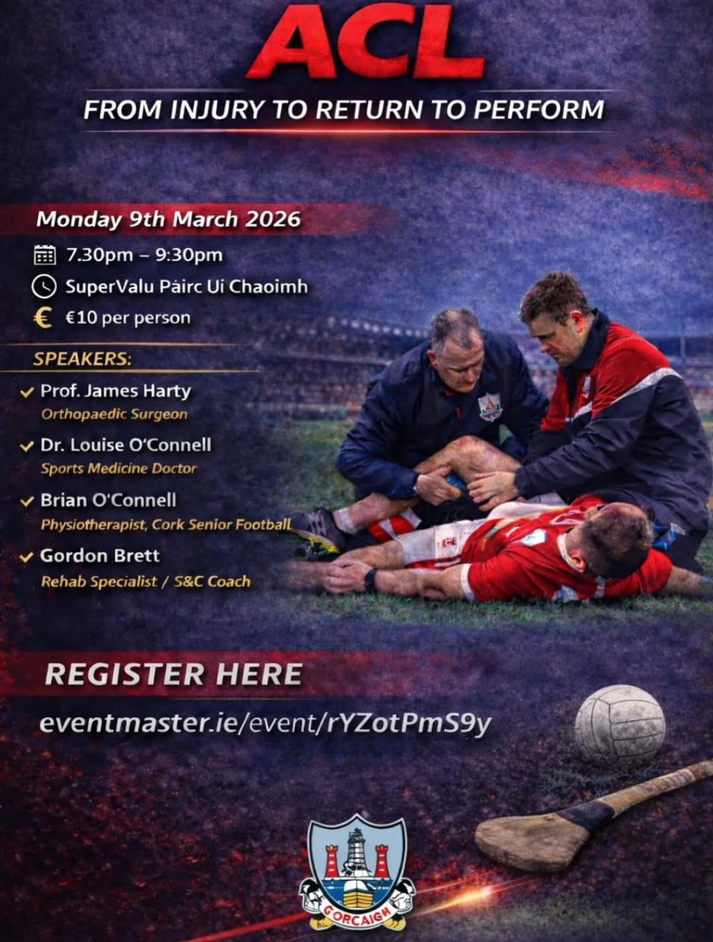 Looking forward to speaking at the upcoming ACL Seminar for @officialcorkgaa in P&aacute;irc U&iacute; Chaoimh.

I&rsquo;ll be sharing practical insights on bridging the gap between rehab and return-to-performance.

📍 SuperValu P&aacute;irc U&iacute