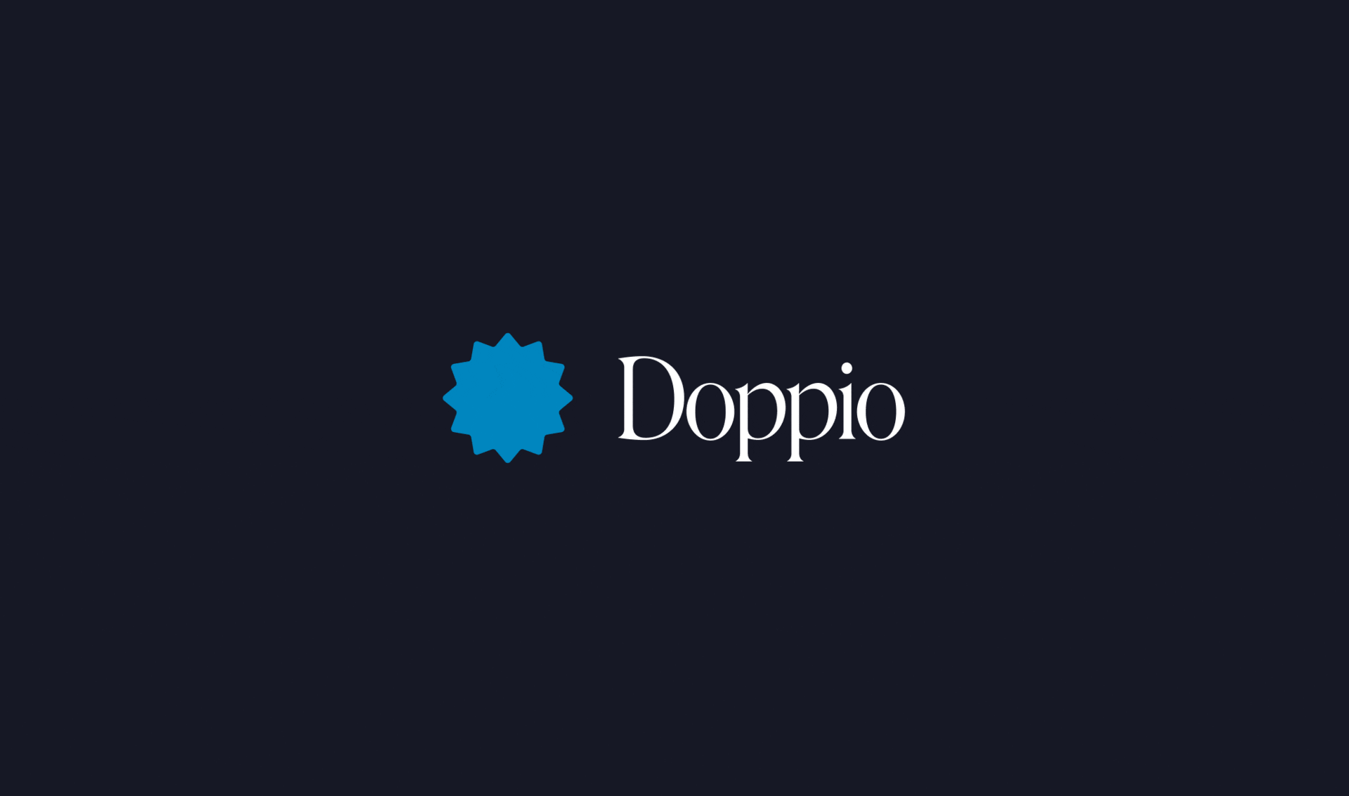 Doppio logo with a blue star-shaped icon and the word 'Doppio' in white text on a dark background.