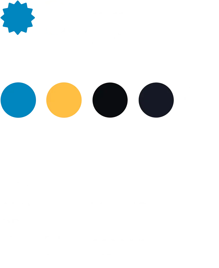 Loppao logo at the top, three circles representing colors: teal, yellow, black, with a white circle at the right, followed by text describing color codes and a QR code at the bottom.