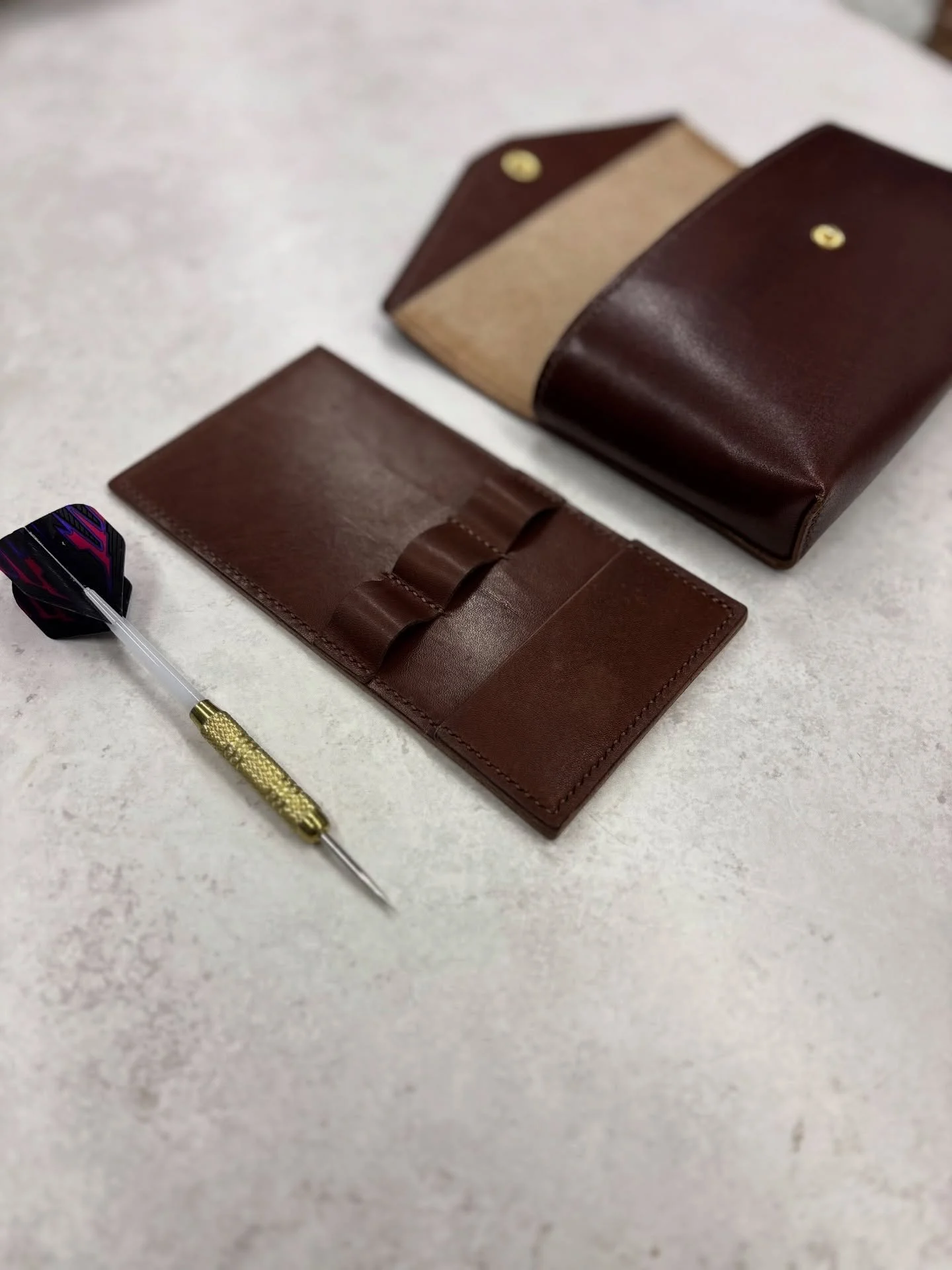 C U S T O M

A customer darts pouch off to its new owner today. 

I love a custom piece and the challenge of a new design to me and the process of creating new templates and pieces.

And with that, that&rsquo;s my last piece posted before the New Yea