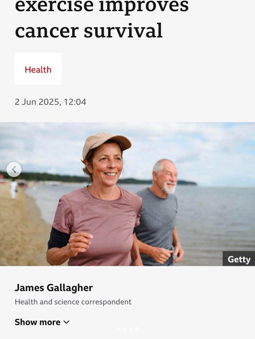 Exercise improves cancer survival - for many common cancers