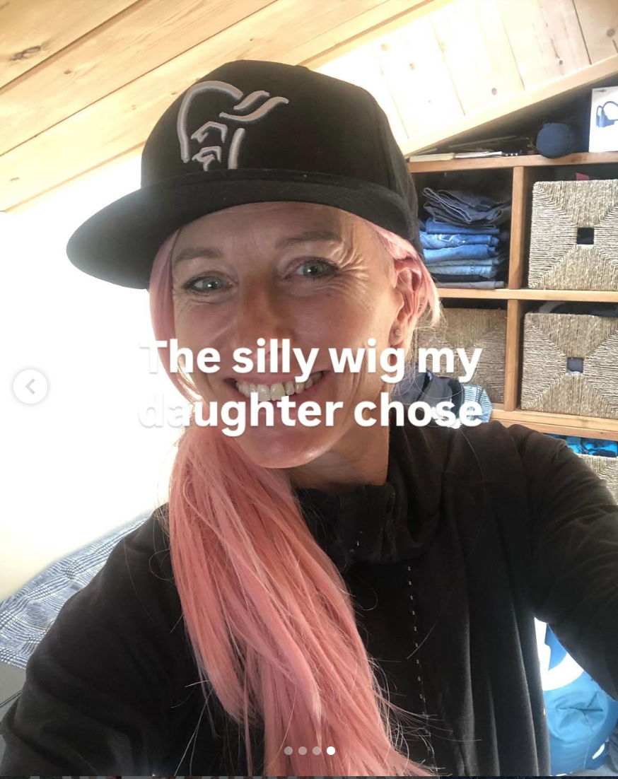 This is the wig that I actually wore the most. My daughter chose it. I found it easier to wear a 'silly' wig than a real one