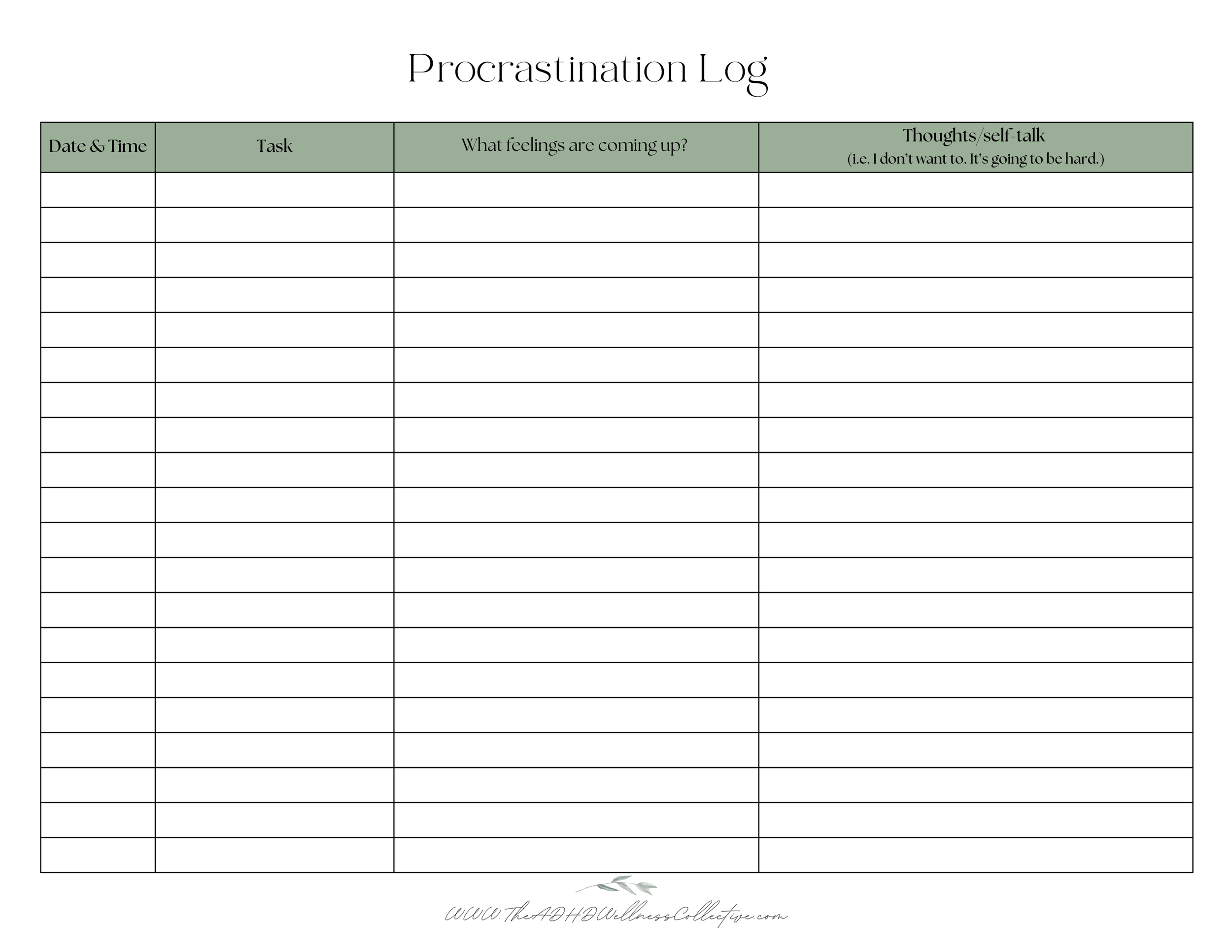 Procrastination Log