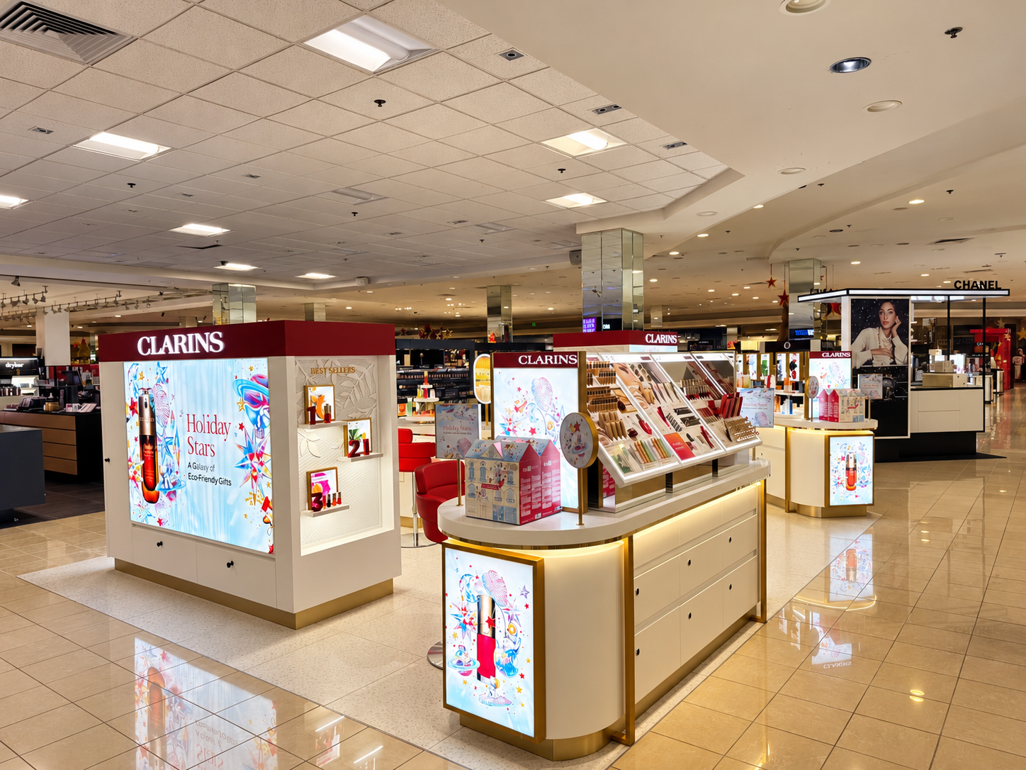 Clarins makeup island in warm store light.png