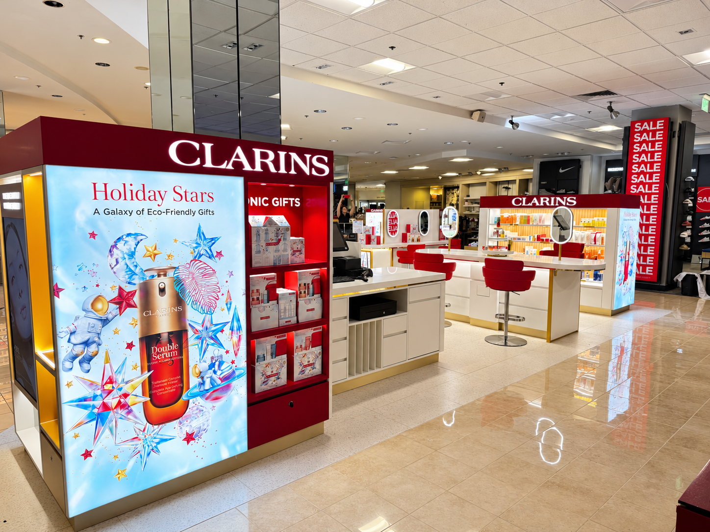 Clarins Holiday Stars retail display.png