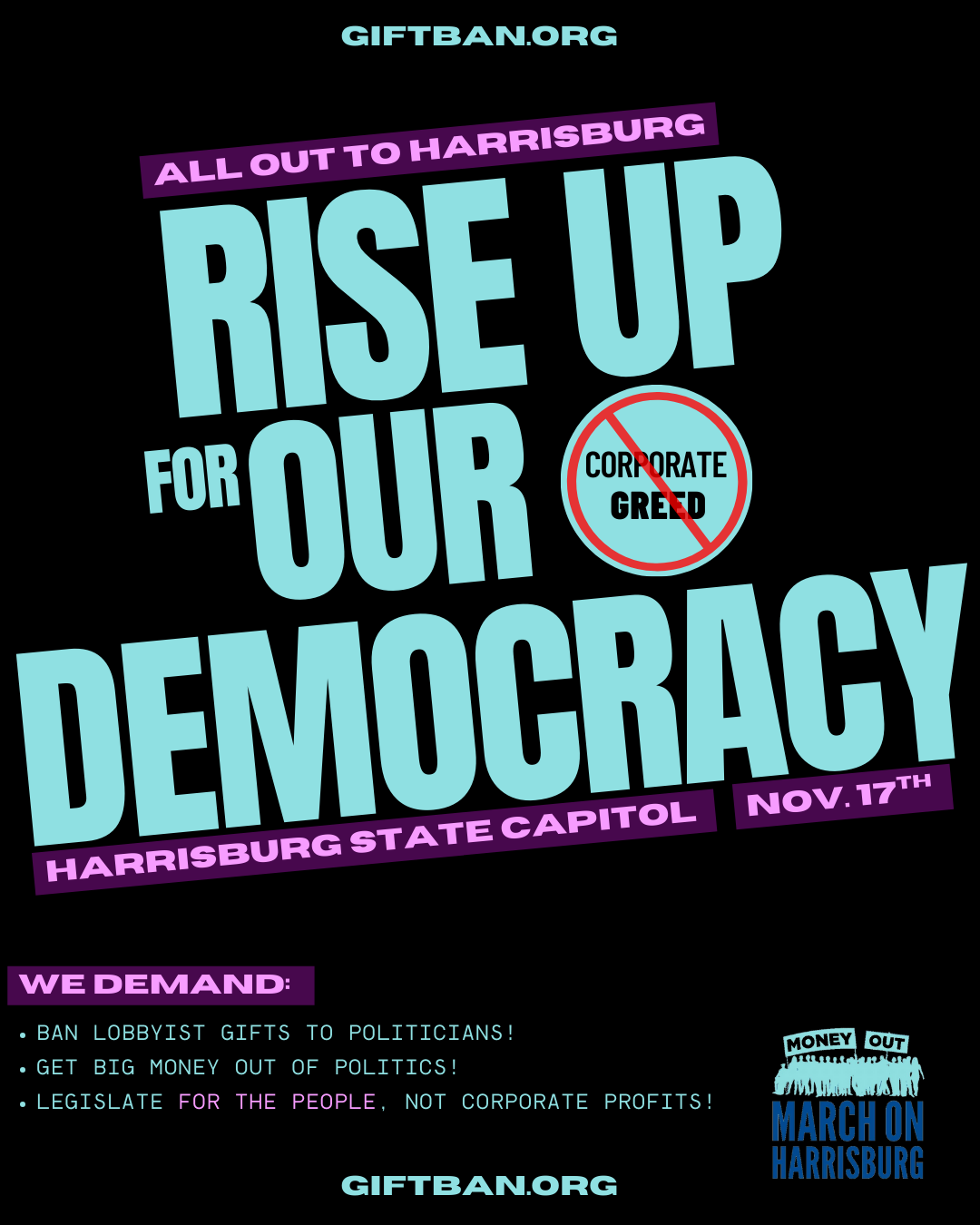 Day of Action: We Demand PA Legislators Get Money out of Politics!