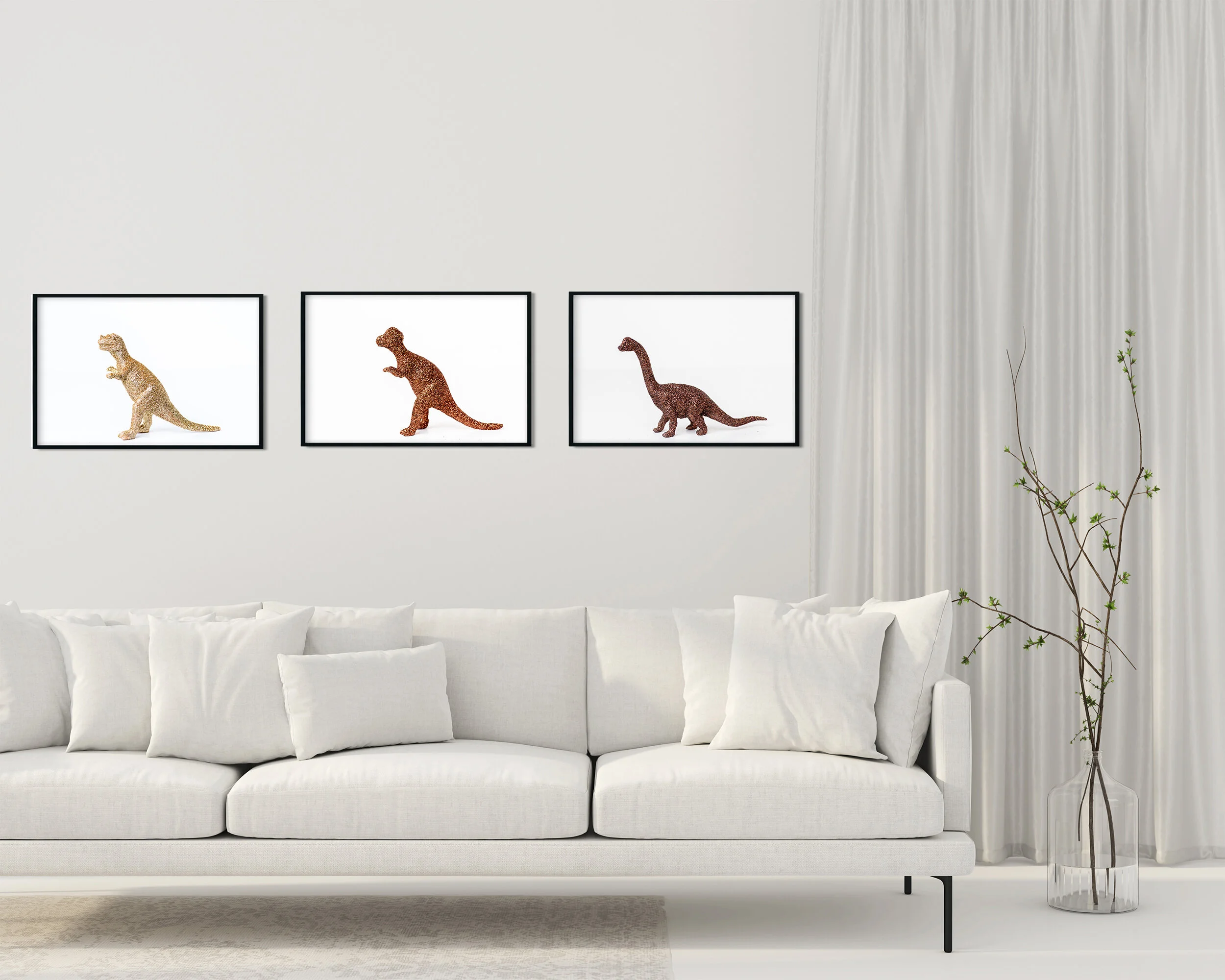 Interior of the living room with a white sofa