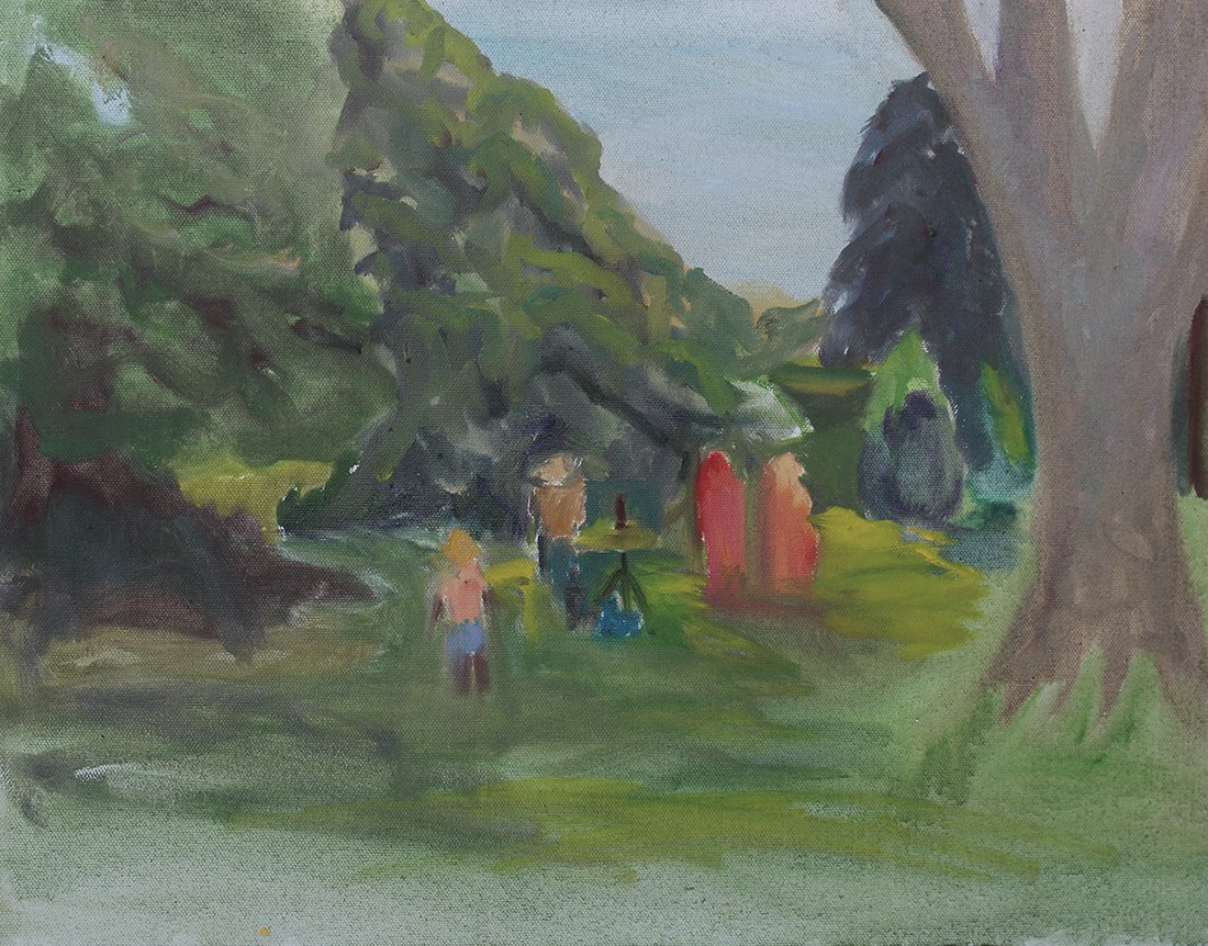 In the Rearview, Oil on canvas, 16" x 20", 2023