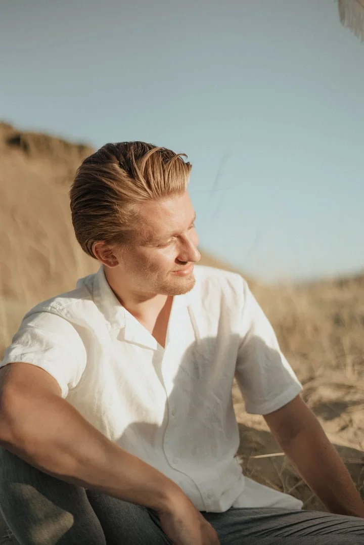 a man feeling content