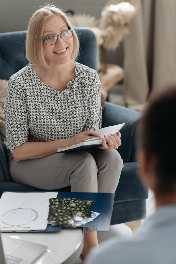 a therapist smiling