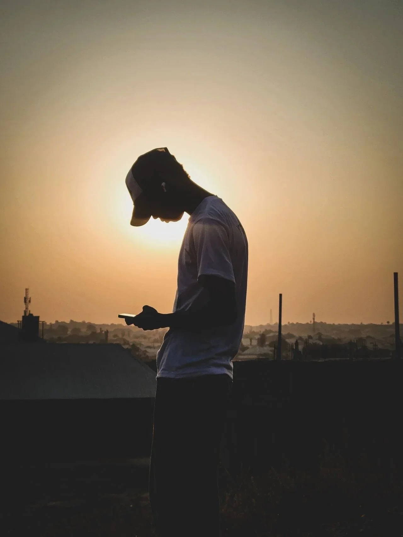 Young man looking at his phone