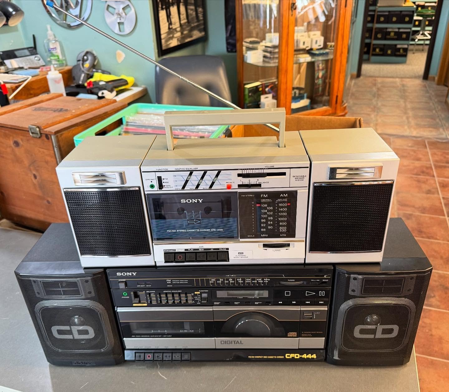 Couple vintage Sony Boombox&rsquo;s just in today! 
$50 Dollars each.

#vintage #sony #boombox #forsale #local #traversecity #recordstore #rpmrecords