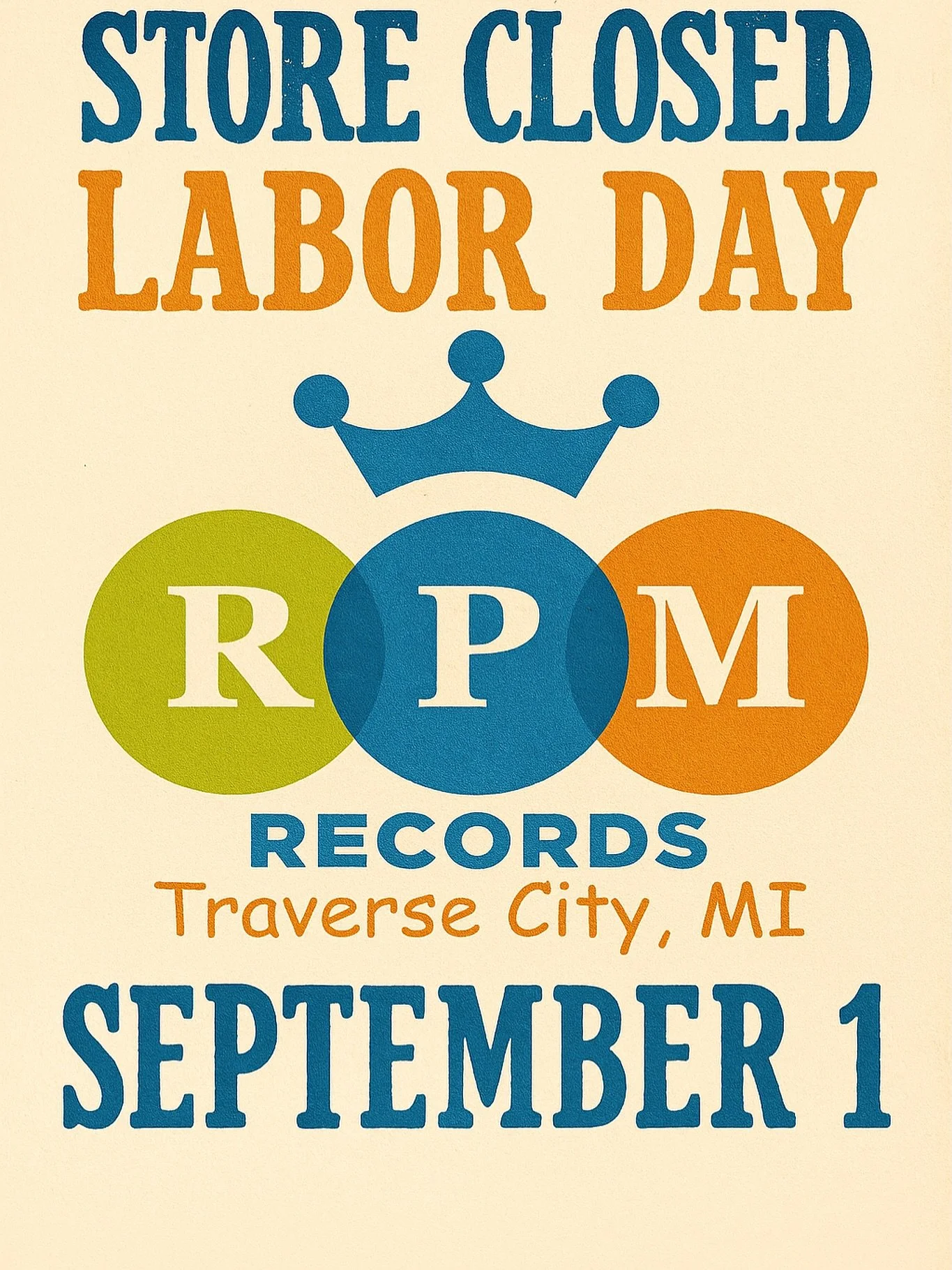 Don't miss out! 
RPM will be closed tomorrow for Labor Day. Come pick up some epic vinyl to enjoy your #labordayweekend 
#laborday #vinyl #recordstore #weekend #traversecity #northernmichigan