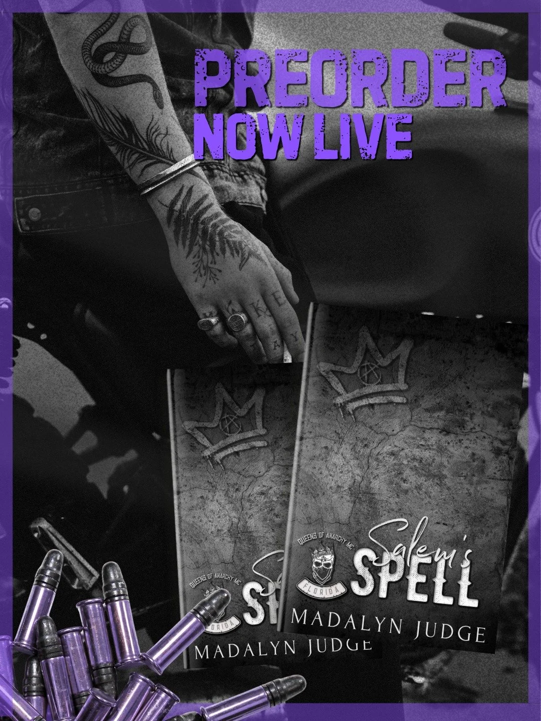 💜TITLE REVEAL💜
 ★ Salem&rsquo;s Spell ★
👑Queens of Anarchy MC 👑
⬇︎ 𝐆𝐑𝐀𝐁 𝐇𝐄𝐑𝐄 ⬇︎
UBL: https://geni.us/salemsspell 
☠️★ 𝐁𝐋𝐔𝐑𝐁 ☠️★
Coming Soon

☆Join our reader group:  https://www.facebook.com/groups/kingsofanarchymc 
☆Follow us on Ins