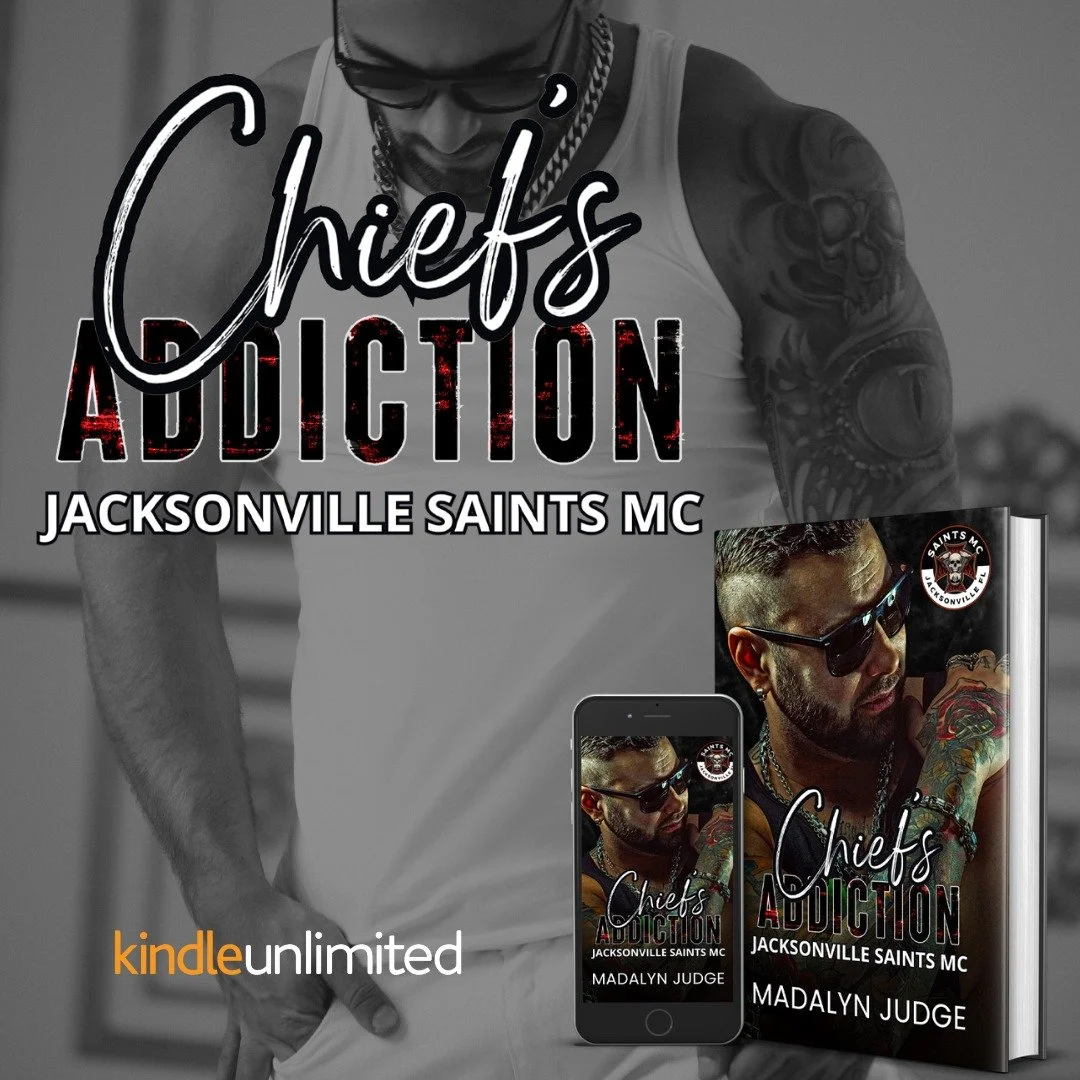 ☠️★ Chief&rsquo;s Addiction ☠️★
  Saints MC - Jacksonville, FL Book 2
⬇︎ 𝐆𝐑𝐀𝐁 𝐇𝐄𝐑𝐄 ⬇︎
UBL: https://mybook.to/ChiefsAddiction 
What to expect:
✔︎ Motorcycle Club Romance
✔︎ Second Chance Romance 
✔︎ Suspense &amp; Spice
✔︎ He&rsquo;s t
