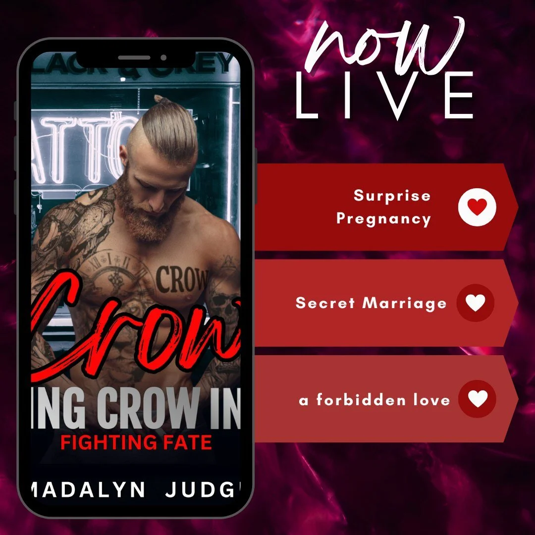 ✭✭ FIGHTING FATE ✭✭
A KING CROW INK NOVELLA
⬇︎ 𝐆𝐑𝐀𝐁 𝐇𝐄𝐑𝐄 ⬇︎
UBL: https://mybook.to/CROWKCIFIGHTINGFATE 
What to expect:
✔︎ Surprise Pregnancy
✔︎ Drunk Vegas Wedding 
✔︎ Suspense &amp; Spice
✔︎ Second Chances
✔︎ Protective Hero
✔︎ Be