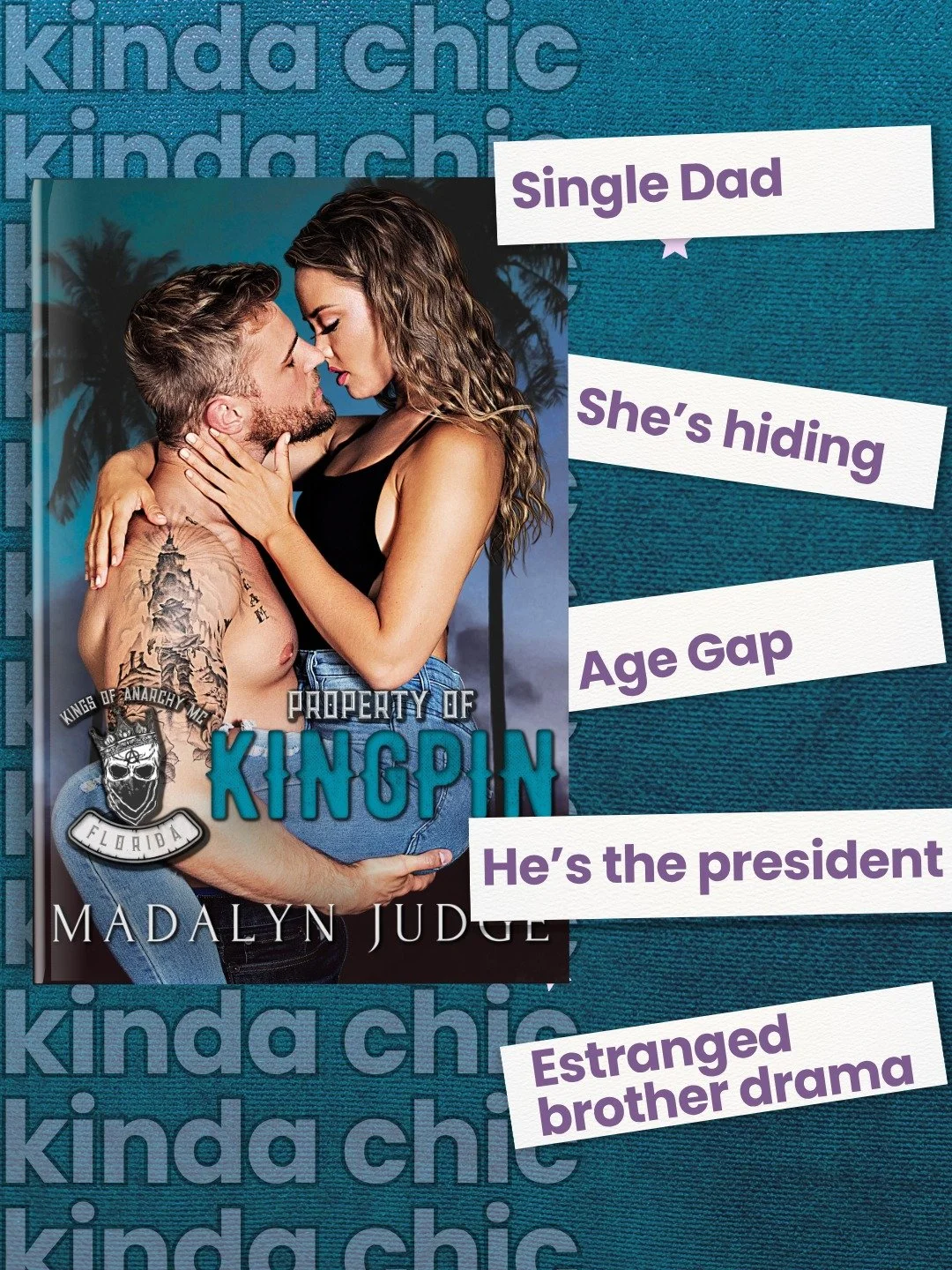 🖤🤍 PREORDER 🖤🤍
★🩵★Property of Kingpin ★🩵★
☆ Kings of Anarchy MC: Kings Haven, Florida

⬇︎ 𝐆𝐑𝐀𝐁 𝐇𝐄𝐑𝐄 ⬇︎
UBL: https://geni.us/propertyofkingpin 

What to expect:
🤍 New Florida Location
🤍 Biker Romance

☠️★ 𝐁𝐋𝐔𝐑𝐁 ☠️★
Com