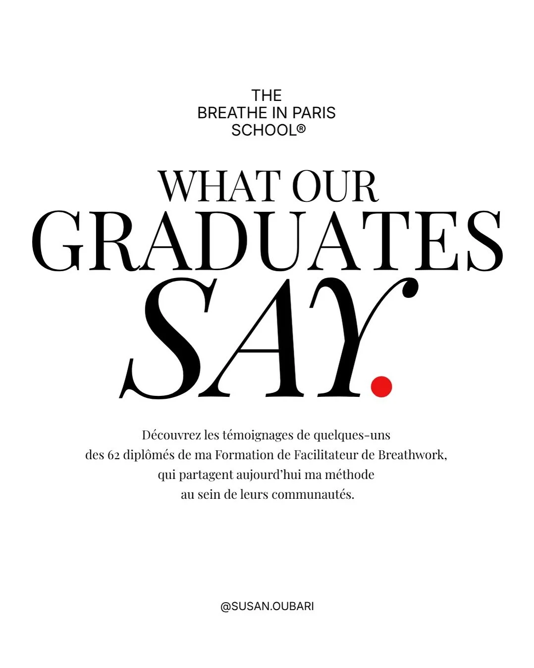 // When I created The Breathe in Paris School&reg;, I wanted more than just a Breathwork training. I wanted a complete program combining personal transformation with the knowledge, practice, and confidence to guide others professionally. Over 170 hou