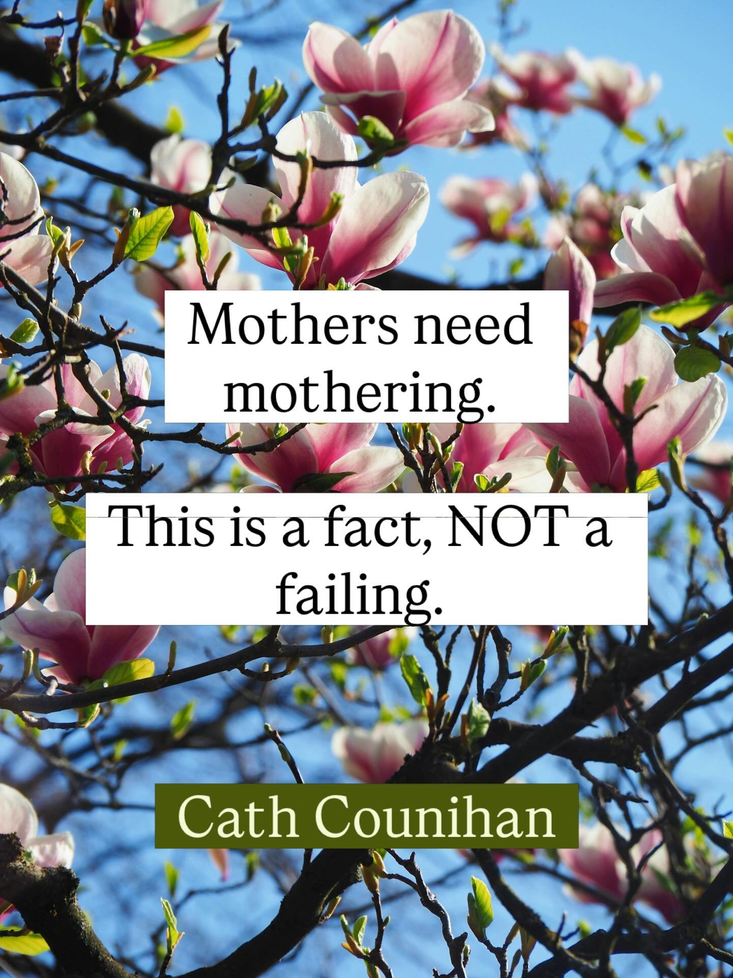 Mothers need mothering. This is a fact.
It is NOT a personal failing or a weakness.

At the same time as the baby is born the mother is born and we also need to be nurtured, held, loved and surrounded in a bubble of care. 

We are learning and we nee