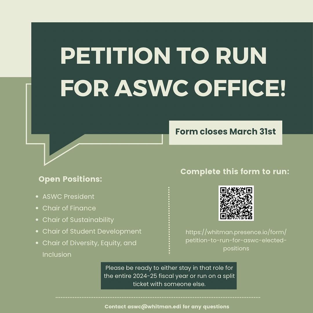 Interested in running for ASWC Office? Petitions are open now until March 31st!