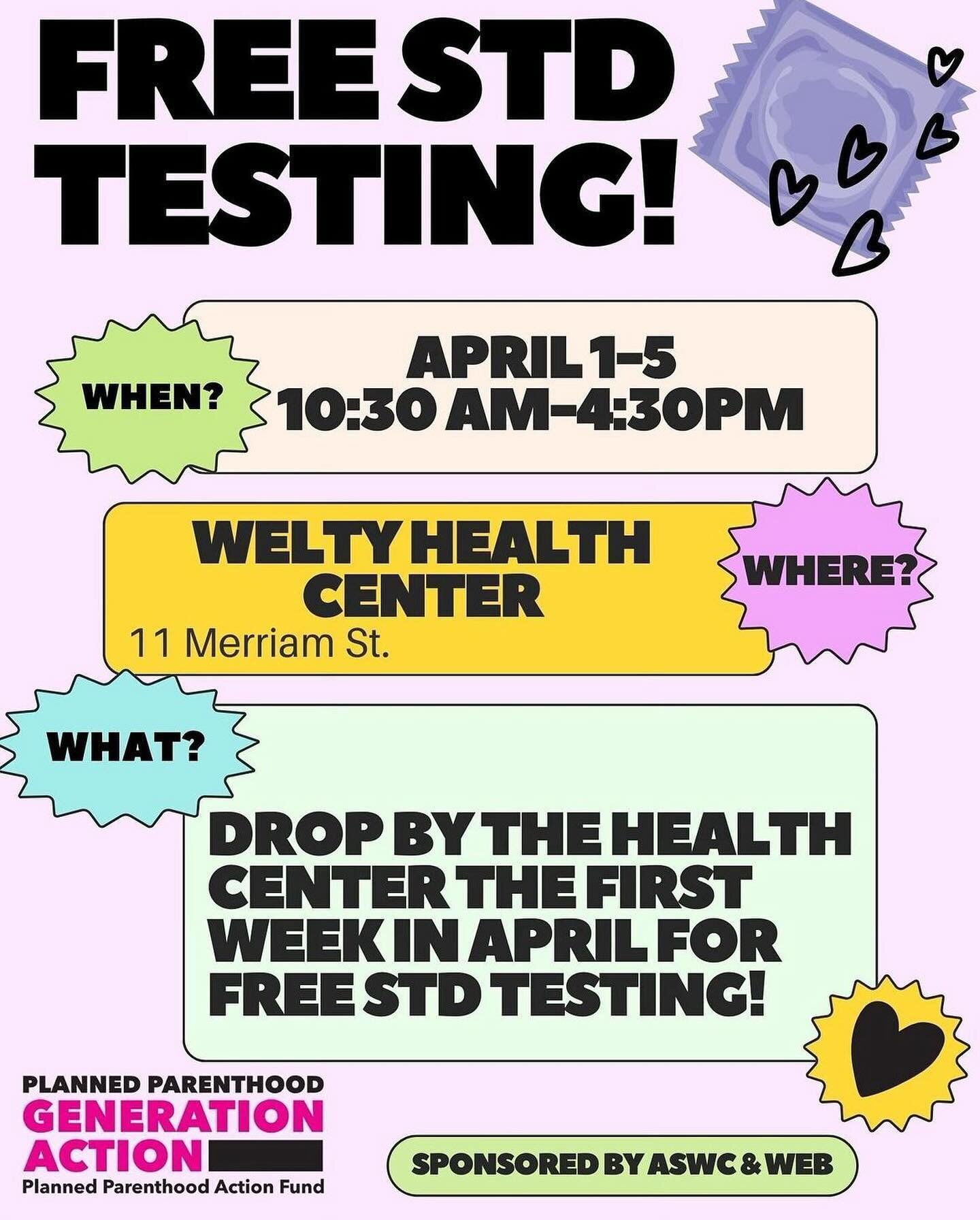 This week, the Health Center is offering free STD testing! Don&rsquo;t miss out on this opportunity to stay sexually safe!