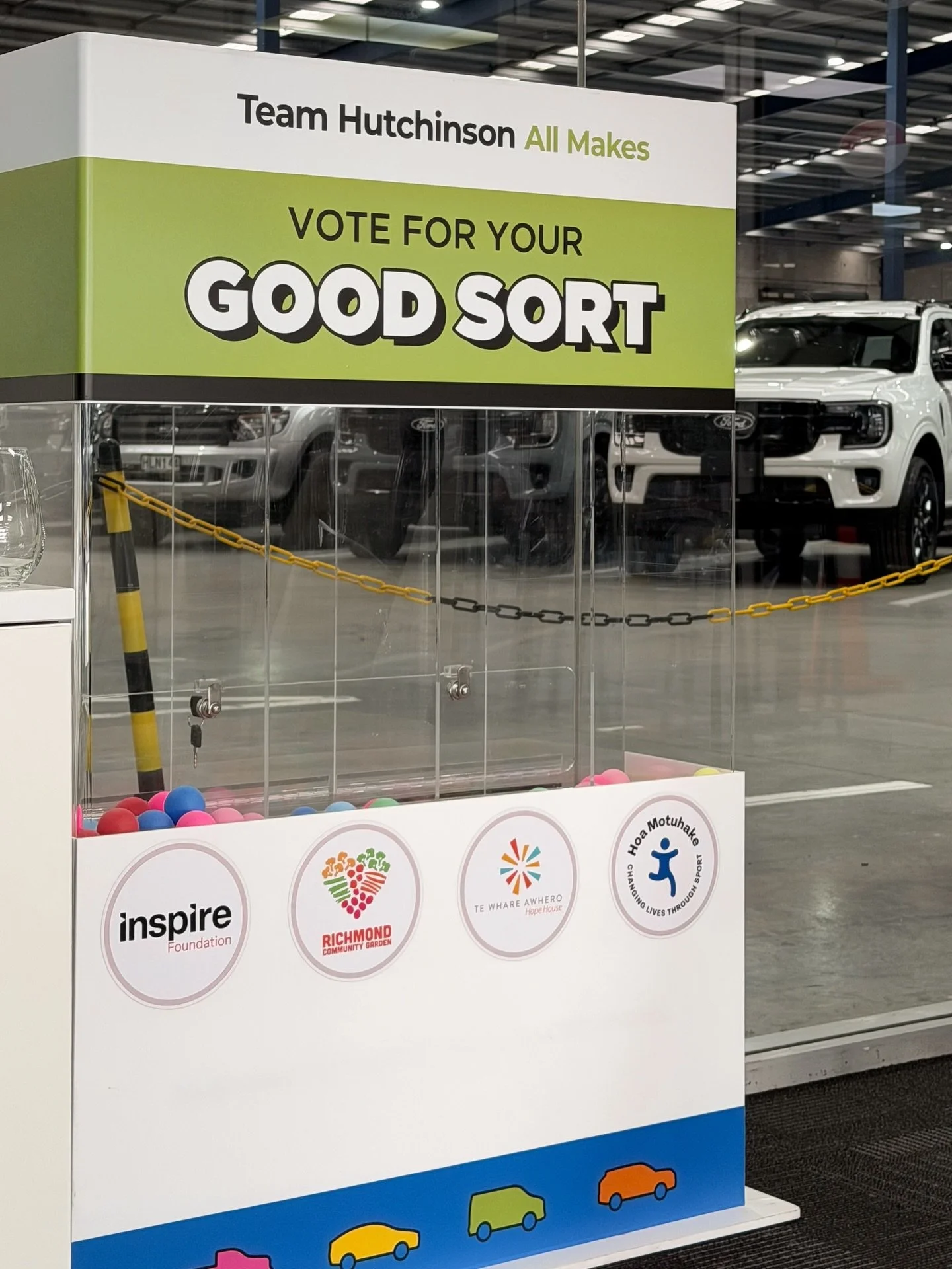 We are proud to be part of the Team Hutchinson All Makes Good Sorts campaign 🚙

Customers can vote for a local charity by placing balls into one of the four slots. Head along to @teamhutchinsonallmakes today to show your support 🤝🏼