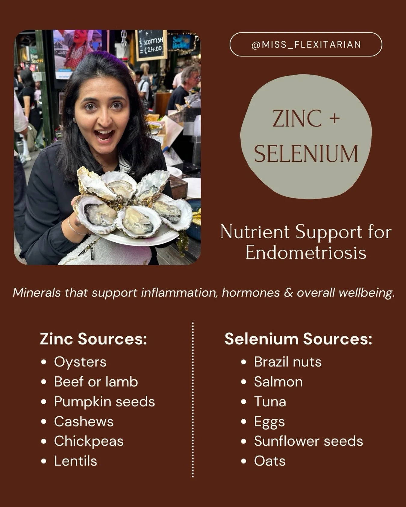 Living with endometriosis often means navigating inflammation, hormone swings, fatigue, and an immune system that&rsquo;s working overtime. Two minerals that don&rsquo;t get enough attention? Zinc and selenium.

✨ Zinc helps calm inflammation, suppor