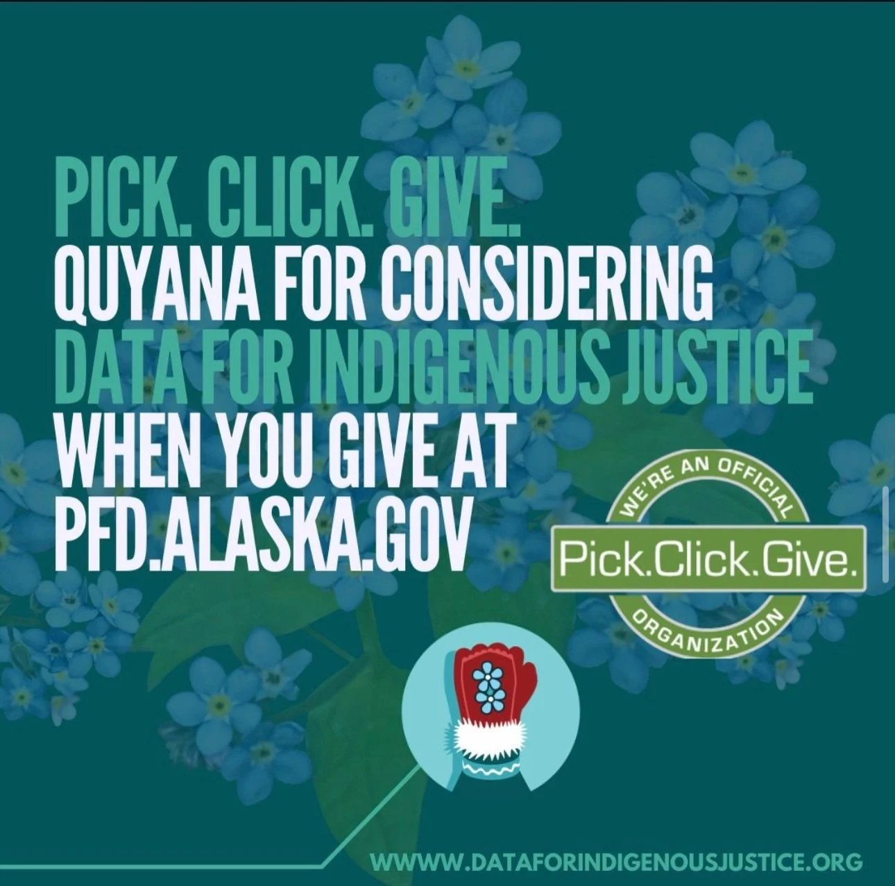 Data for Indigenous Justice is a 501 (c) (3), donations are tax-deductible.  We would appreciate if you considered our organization when you Pick. Click. Give.

Your donations directly advance Data For Indigenous Justice&rsquo;s mission, safeguarding