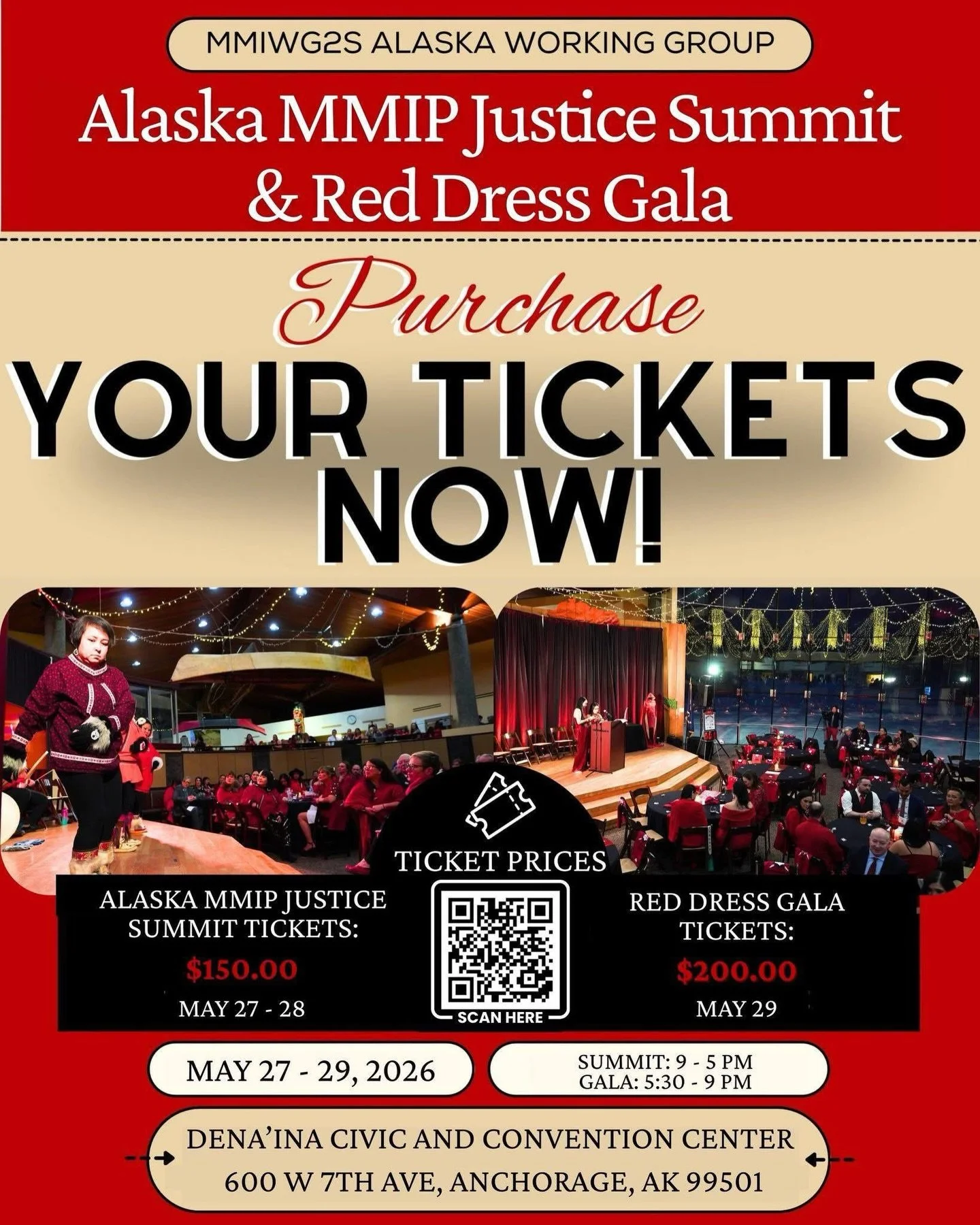 📣Join us at the Alaska MMIP Justice Summit &amp; Red Dress Gala! GET YOUR TICKETS NOW🎟️

You can click below for event details and to purchase tickets: https://mmiwg2salaska.org/current-events-1

📅Event Date: May 27 - 29, 2026
🕒Time:➡️Alaska MMIP