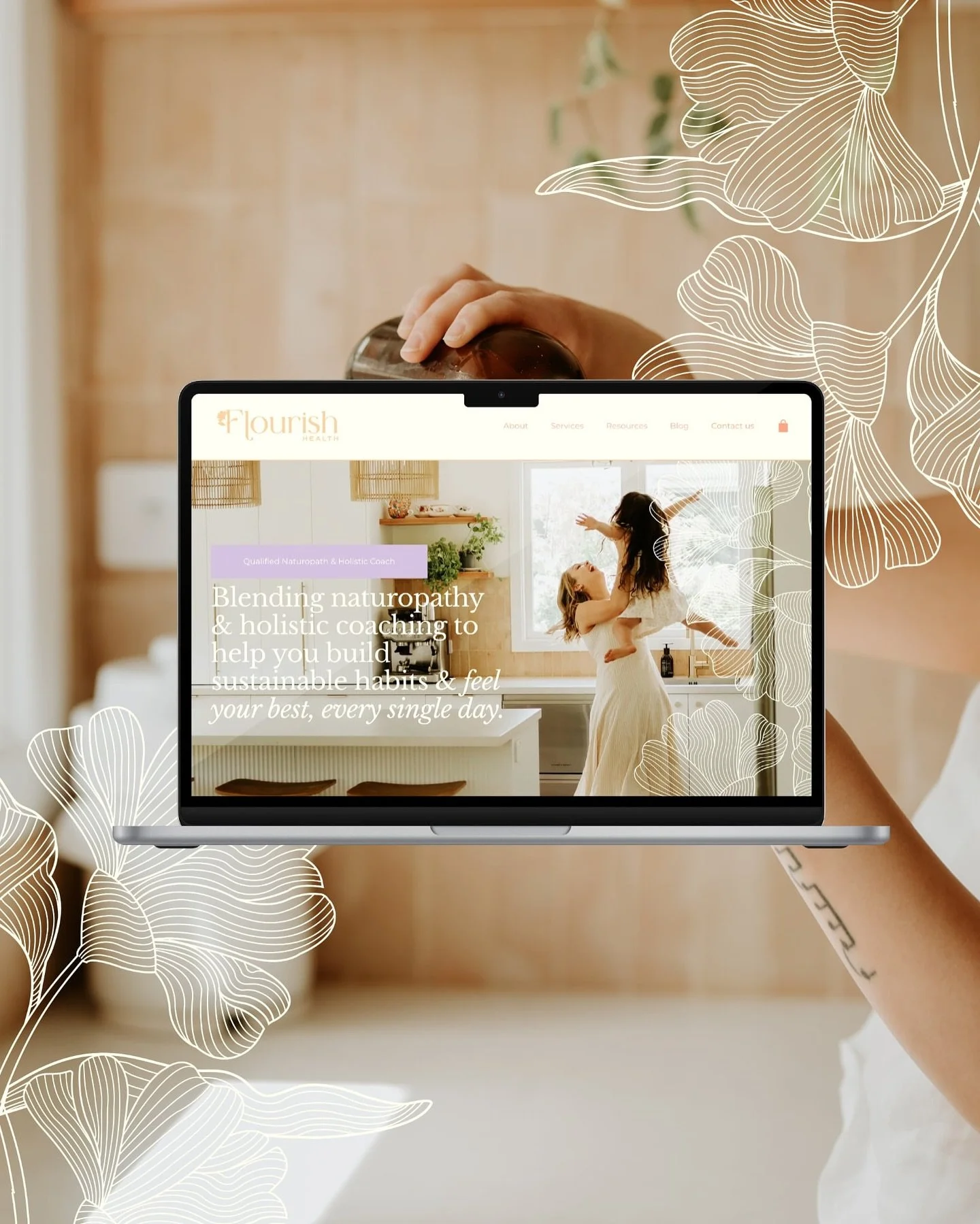 Introducing Flourish Health

Every detail has been thoughtfully crafted from the imperfect flowers in the logo to the soft, nurturing colour palette and hand drawn fine line illustrations 

These little touches aren&rsquo;t just pretty they&rsquo;re 