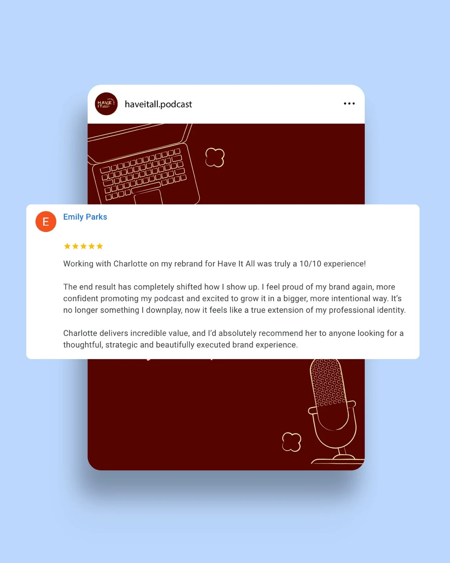 When Emily came to Rose Studio, 

she had a podcast with over 40 episodes &amp; a passionate message that women were really connecting with&hellip;

But her brand that didn&rsquo;t quite reflect the business it had become and Emily wasn&rsquo;t showi