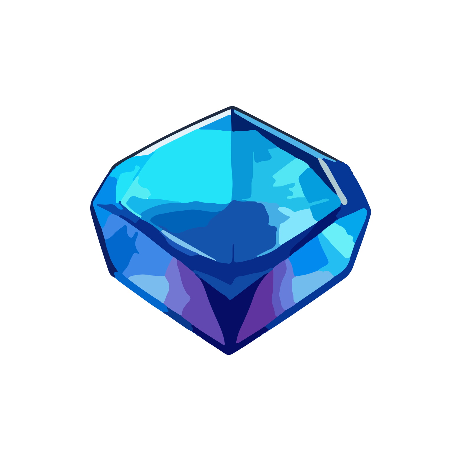 Illustration of a blue hexagonal prism with a gradient effect on a black background.