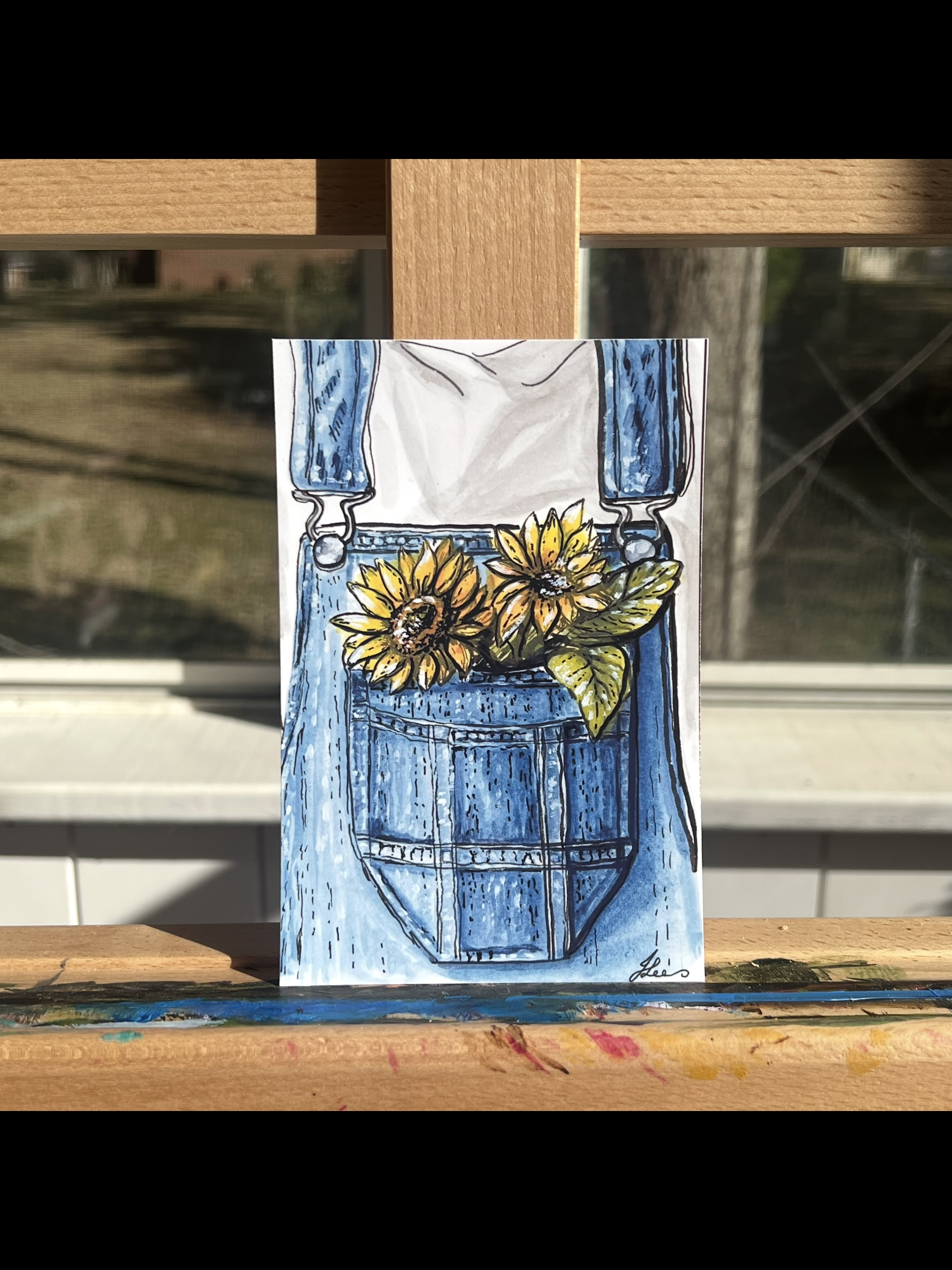 “Sunflower Overalls” Art Print