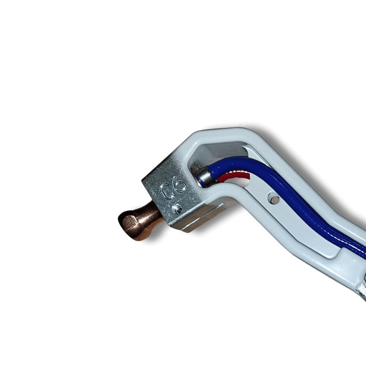 C6 aluminum welding arm for GYS spot welders with 8 bar pressure and 300 daN welding force.