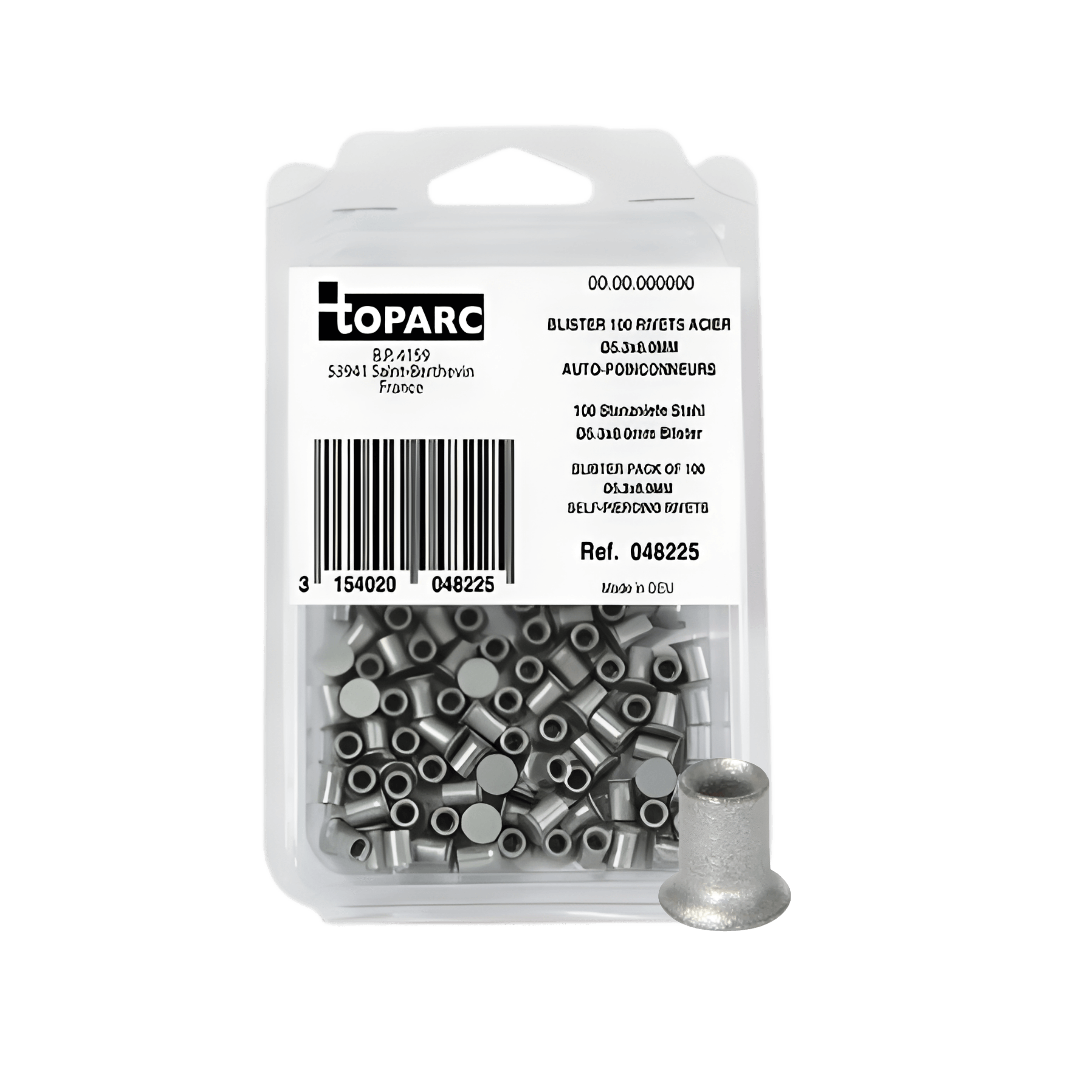 Pack of 100 Self Piercing Rivets 5.3x8mm (048225)