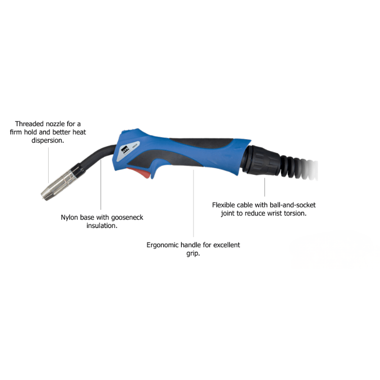 The air-cooled 150A MIGMAG welding torch