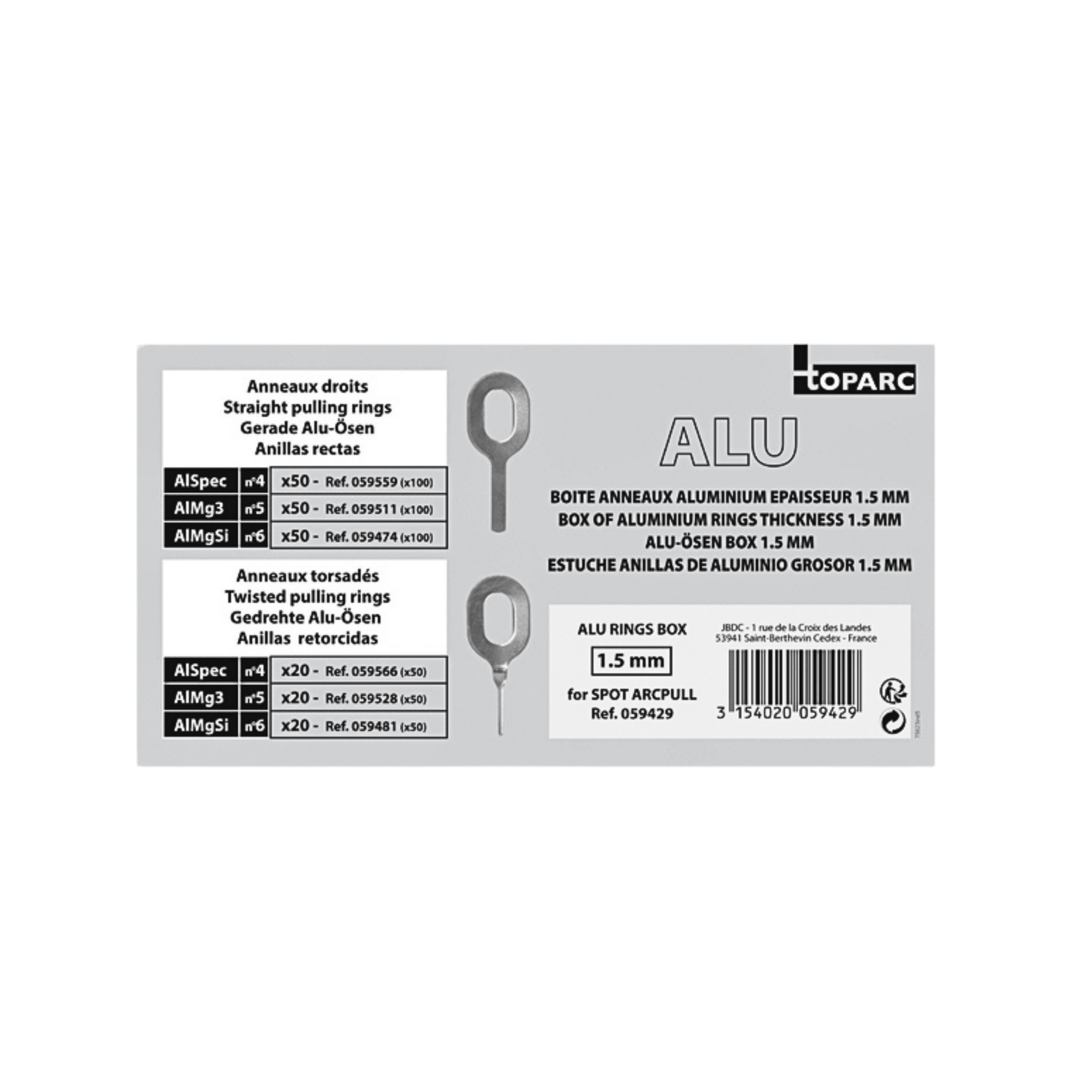 BOX OF ALUMINIUM RINGS 1.5 mm-(059429) Dent Repair