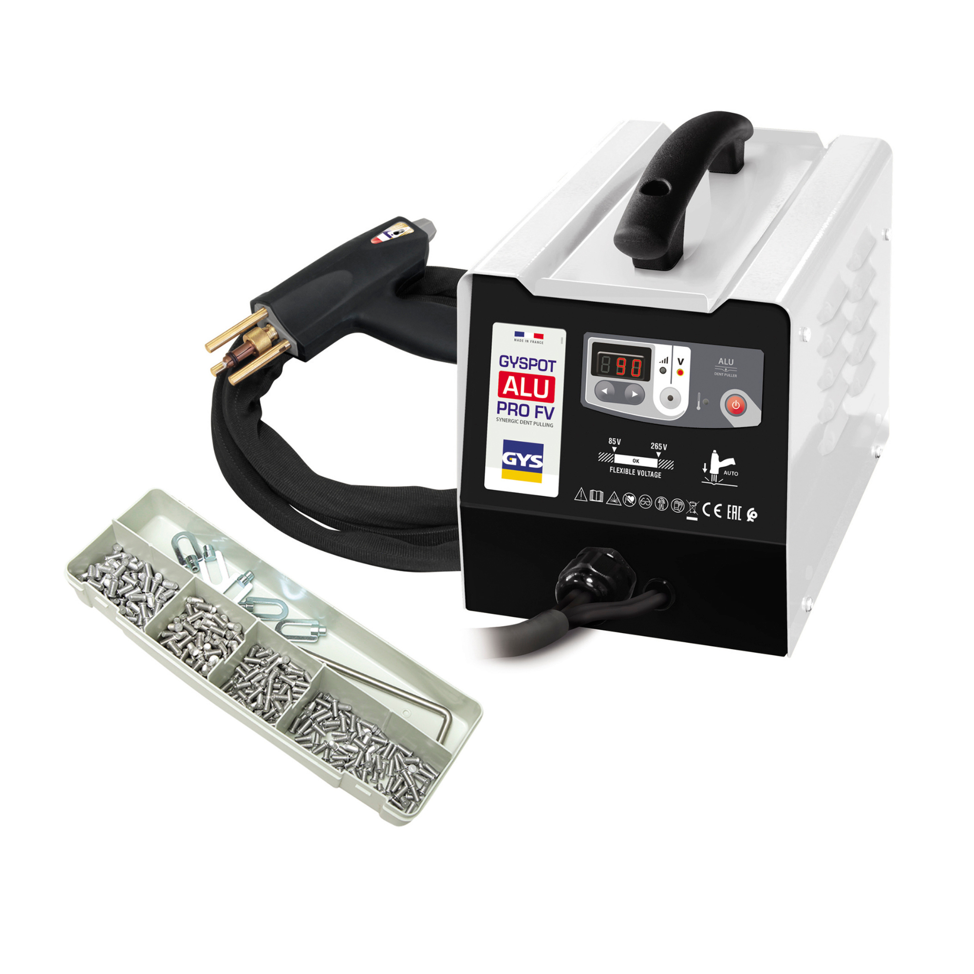 The GYSPOT ALU PRO FV station is dedicated to straightening ALUMINUM body parts.