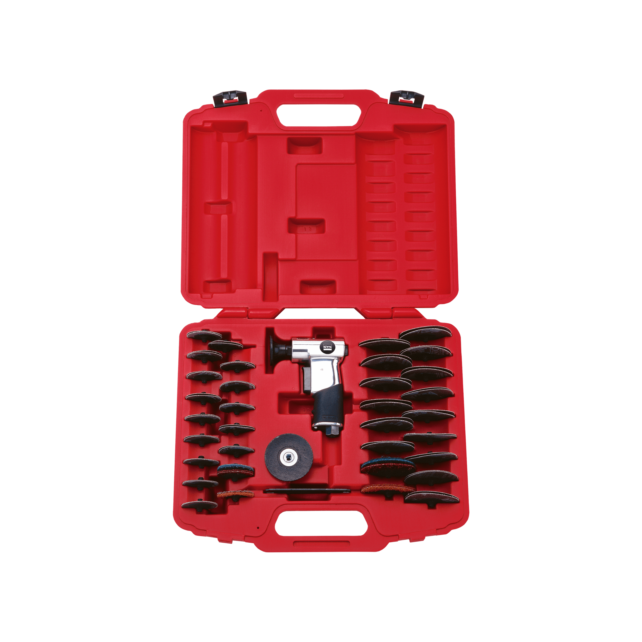 Mini pneumatic grinder kit with 50mm and 75mm discs for auto body surface preparation