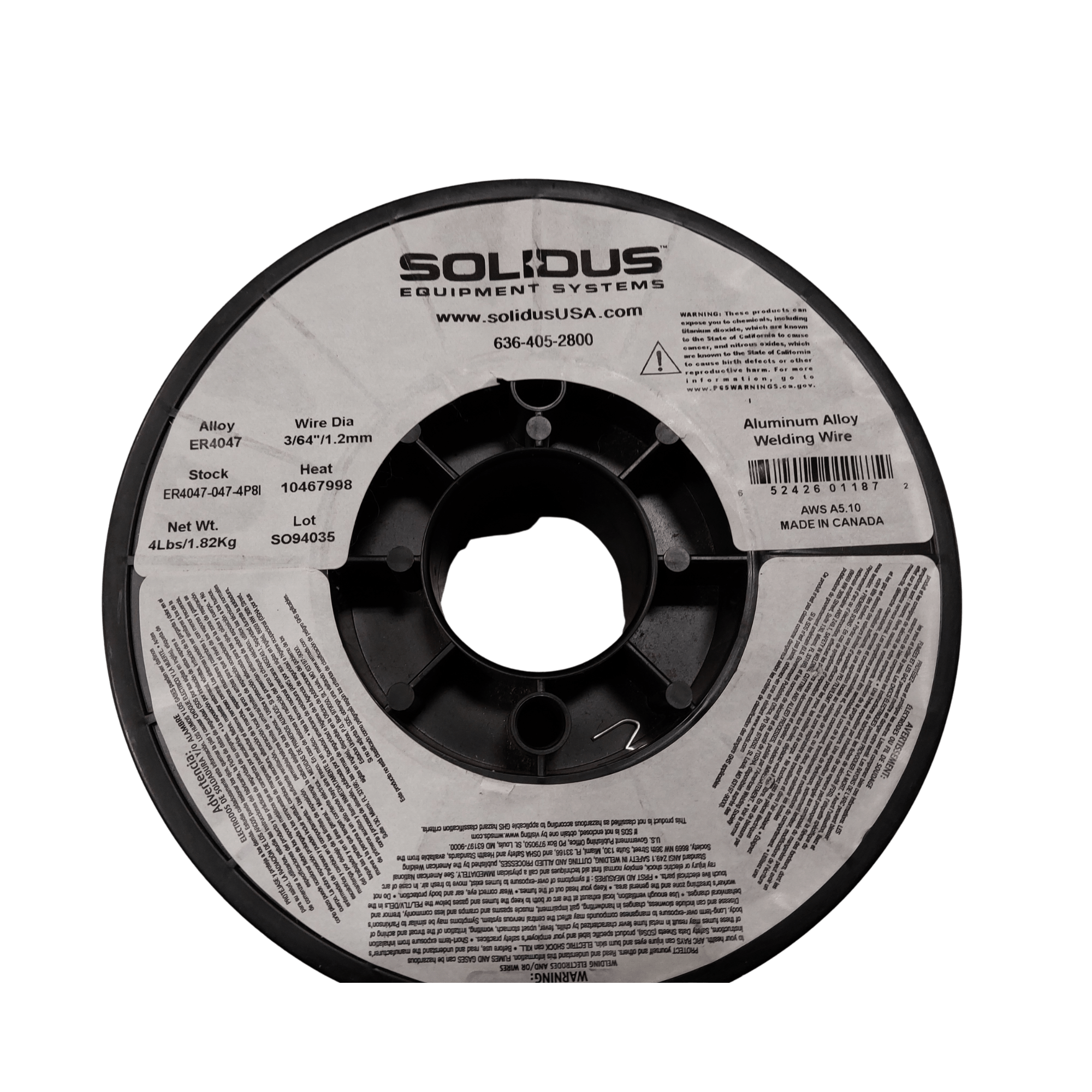 Solidus ER4047 Aluminum MIG Welding Wire – 1.2mm – 4 lb - (ER4047-047-4P8I)