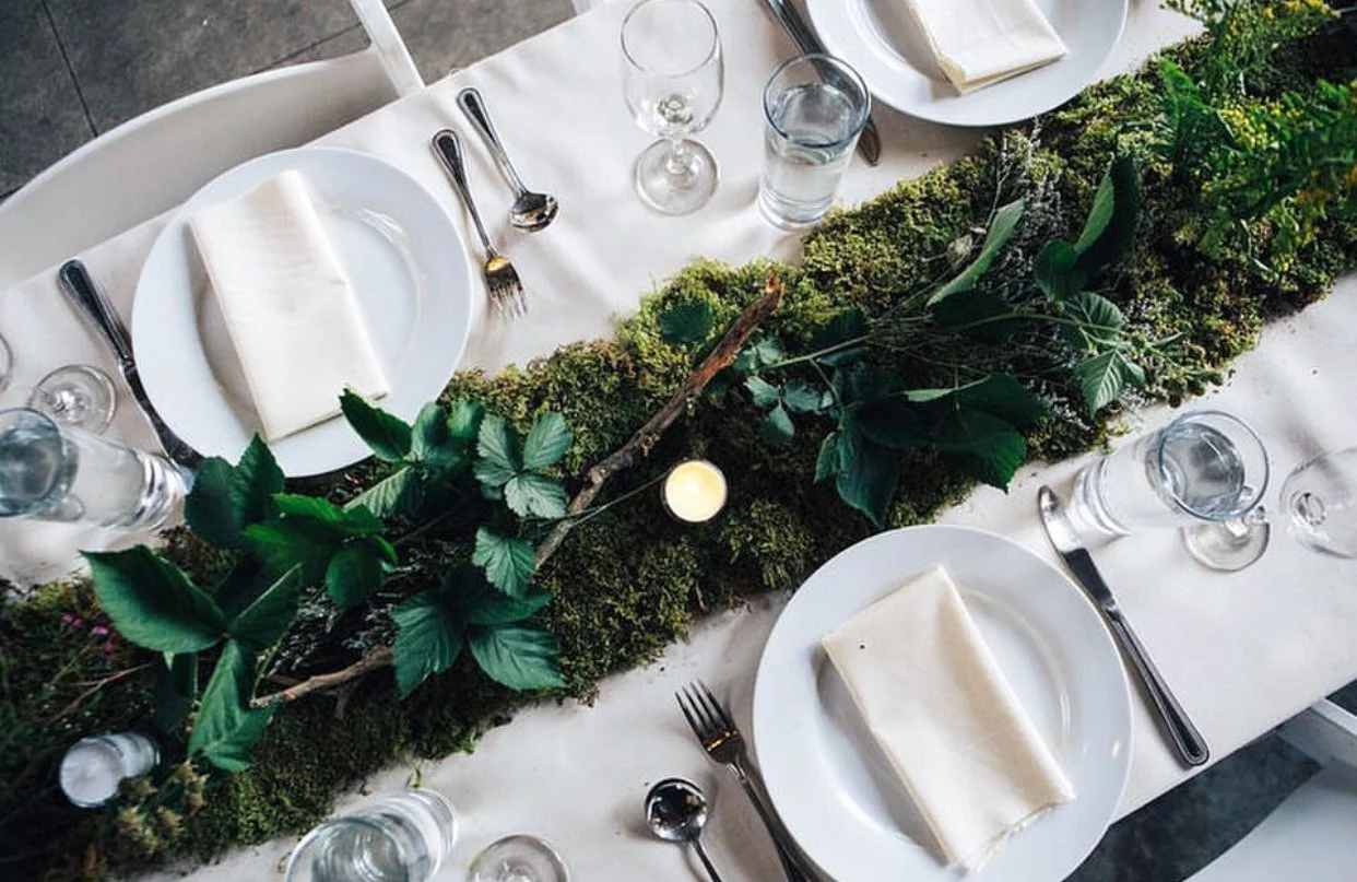Custom Moss tablescape for a NYC Wedding.