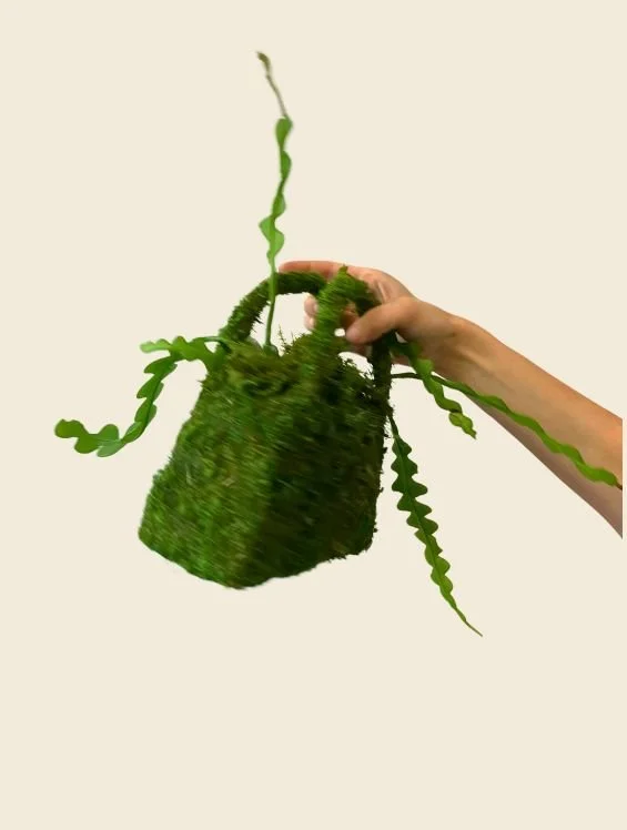 custom moss purse sculpture design for high end New York City fashion week client